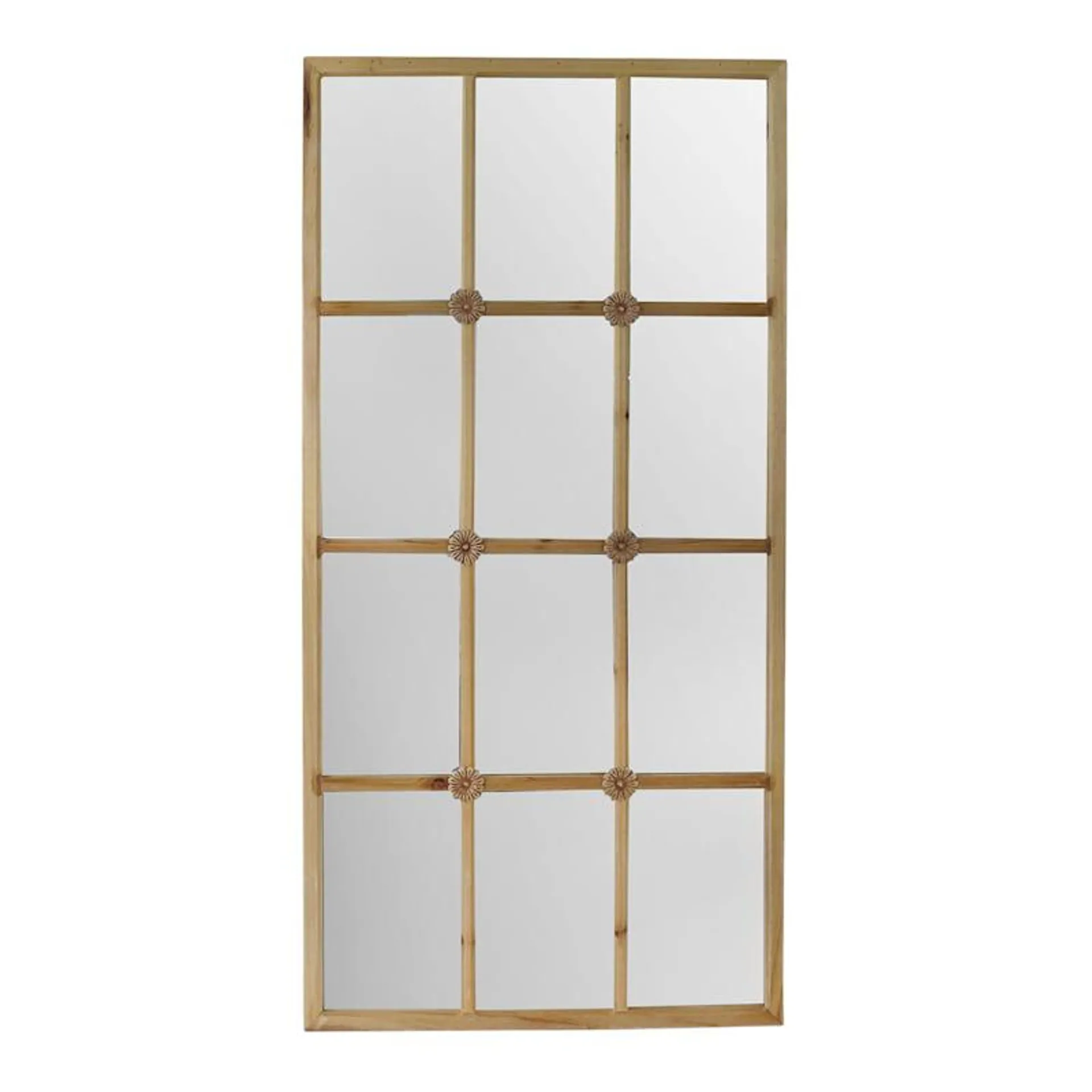 Natural Wood Framed Panel Wall Mirror, 20x40