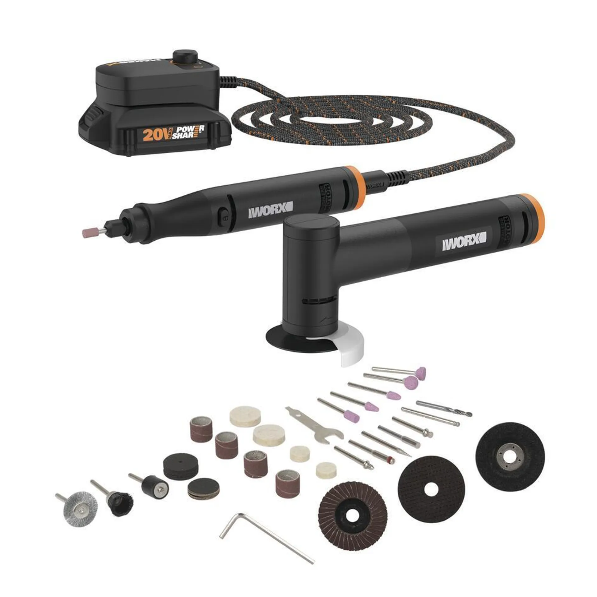 WORX® MAKERX™ 20-Volt Brushless Cordless Rotary Tool and Angle Grinder Combo Kit - 47 Piece