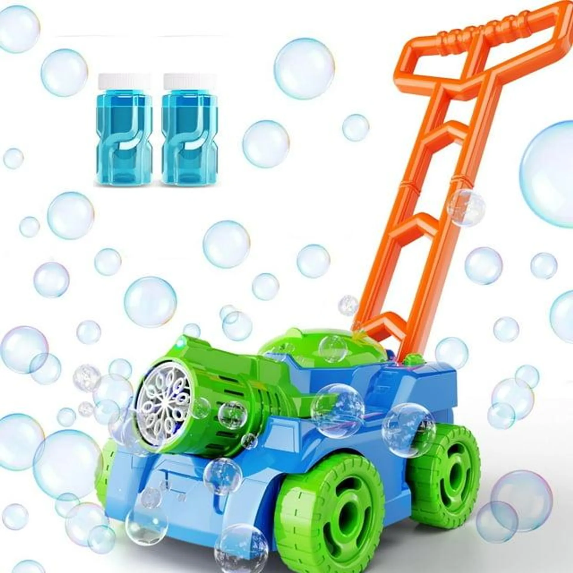 JBee Ctrl Bubble Machine Bubble Lawn Mower for Kids Toddlers Automatic Push Toys Summer Outdoor Toys Bubble Maker for Boys Girls 3-6 Years（Green）
