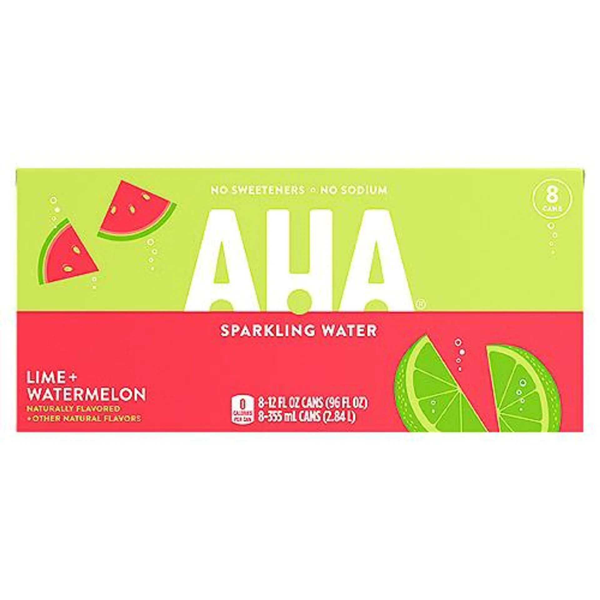 Aha Lime Watermelon Cans, 12 fl oz, 8 Pack