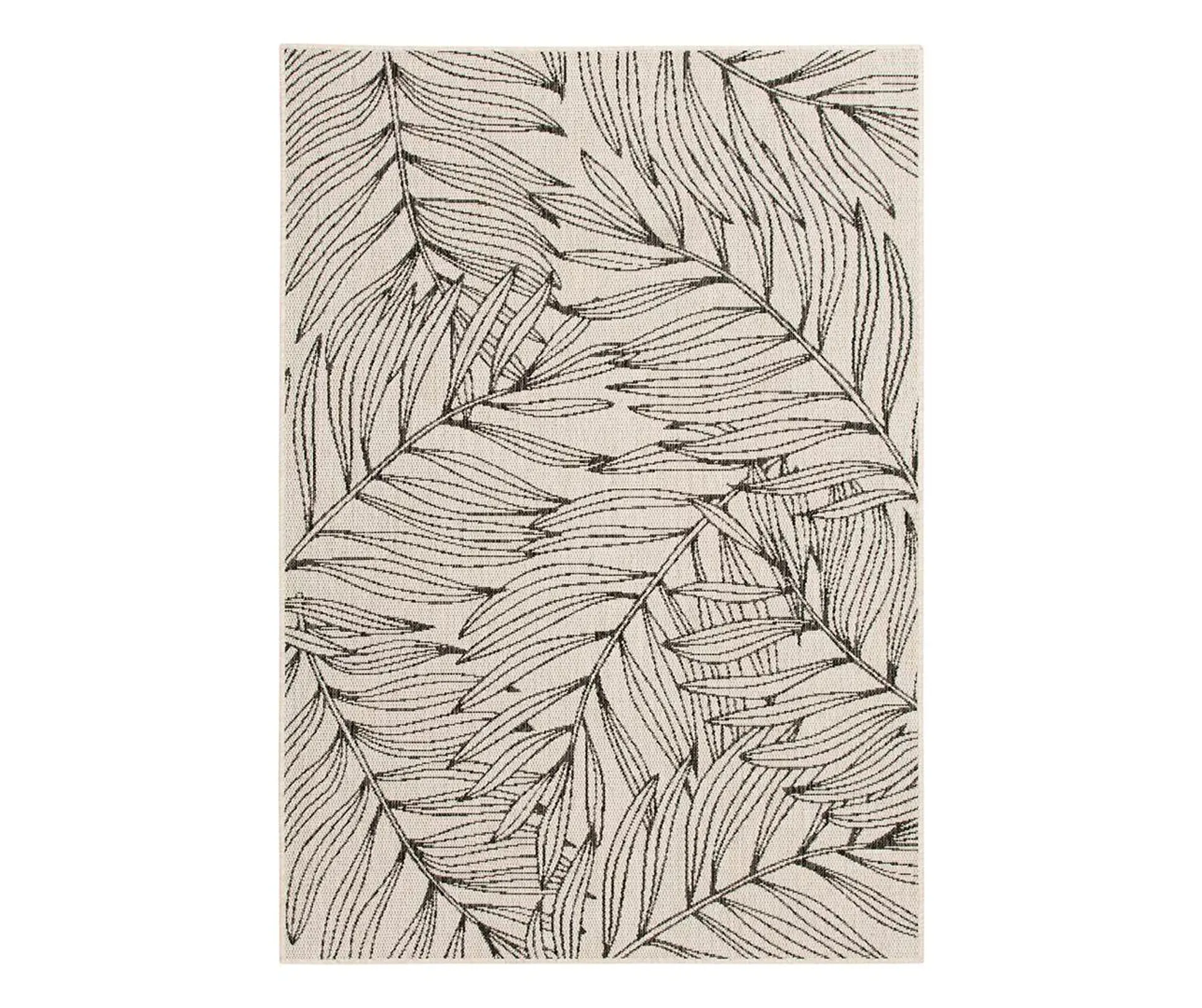 Orchard Ivory & Black Leaf Print Outdoor Area Rug, (8' x 10')