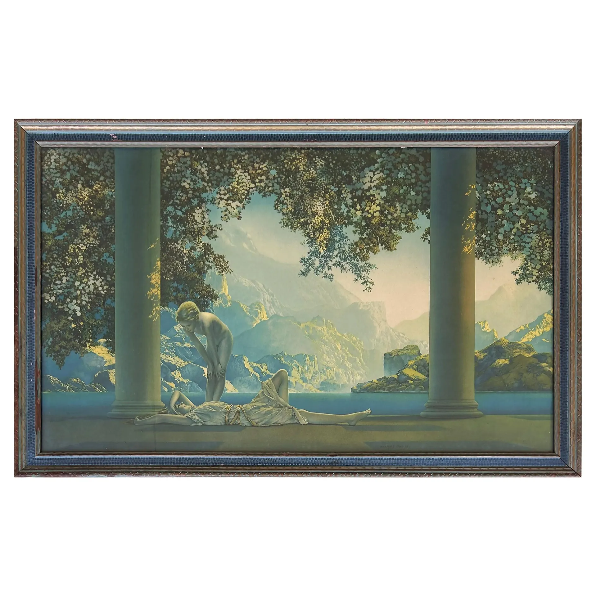 Maxfield Parrish Iconic Art Deco Original 1923 Print "Daybreak"