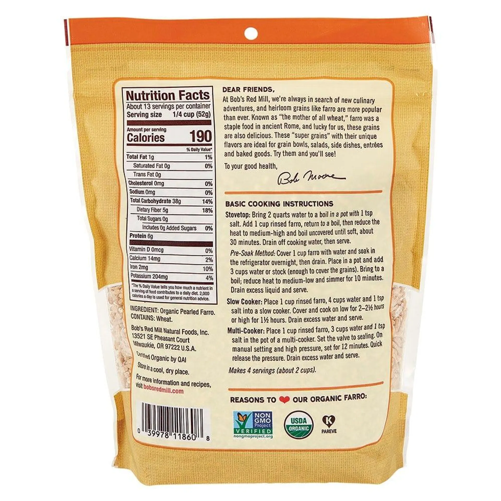 Bob’s Red Mill Organic Farro, 24 oz