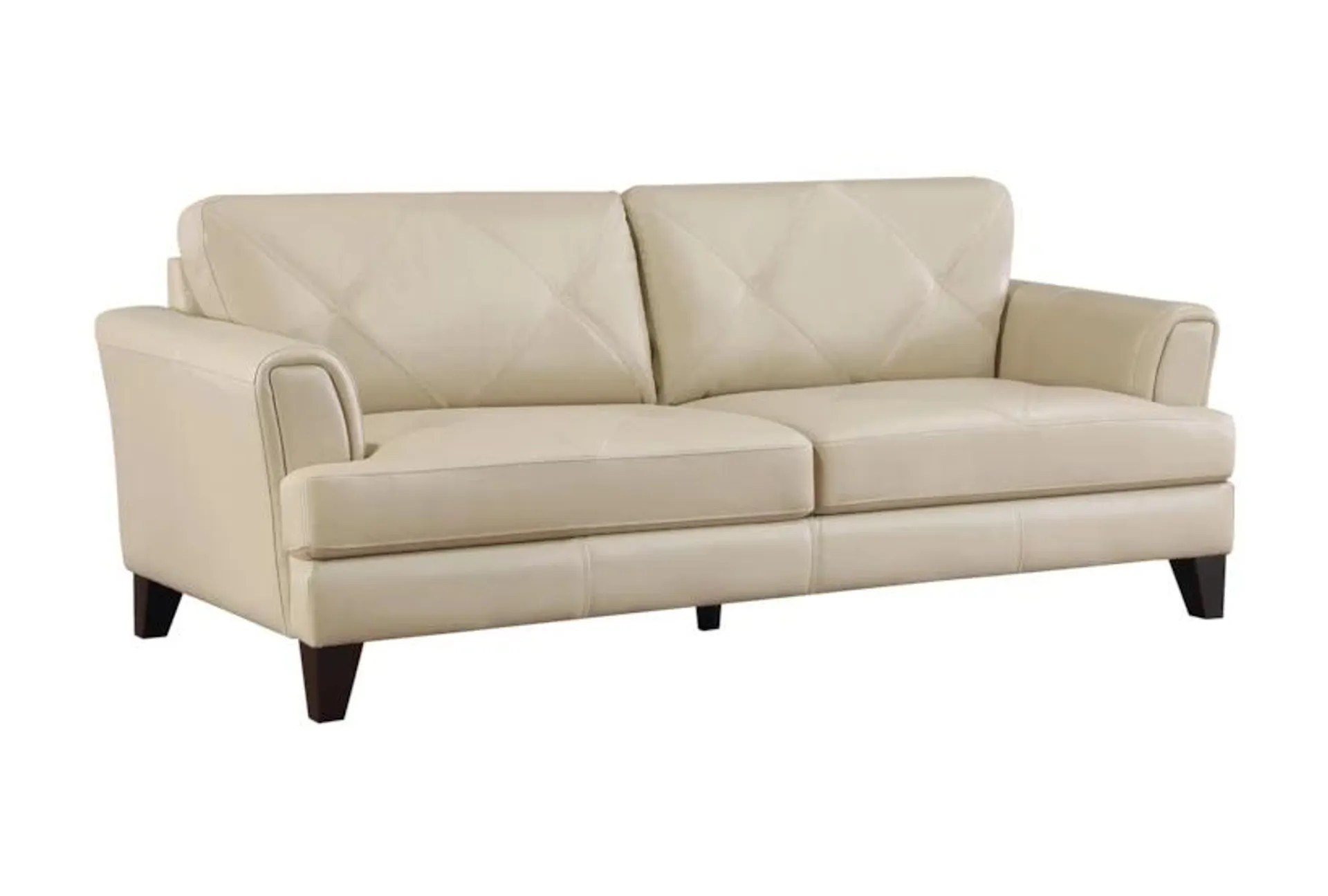 Saben Cream White 88" Leather Sofa