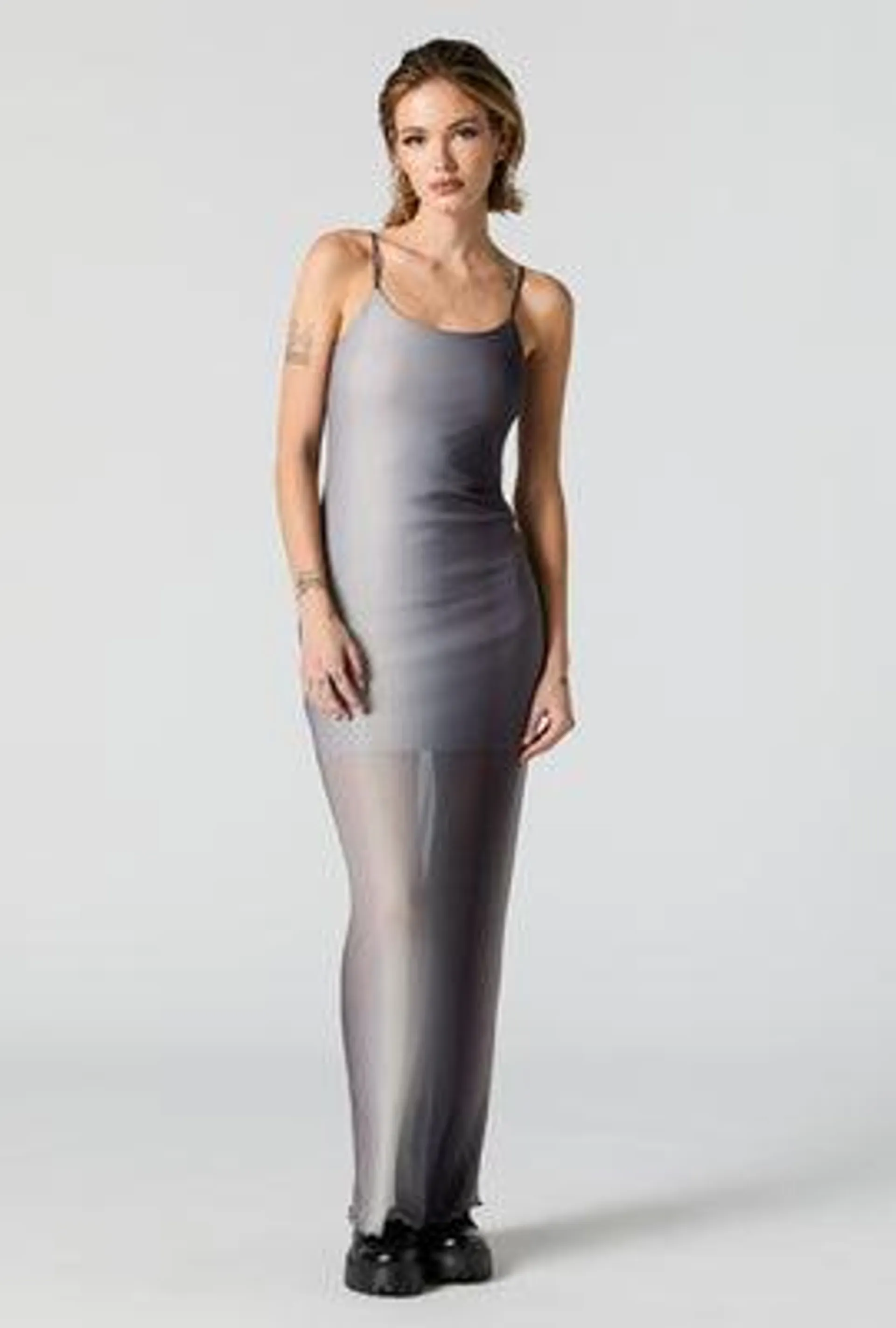 Smokey Mesh Sleeveless Maxi Dress