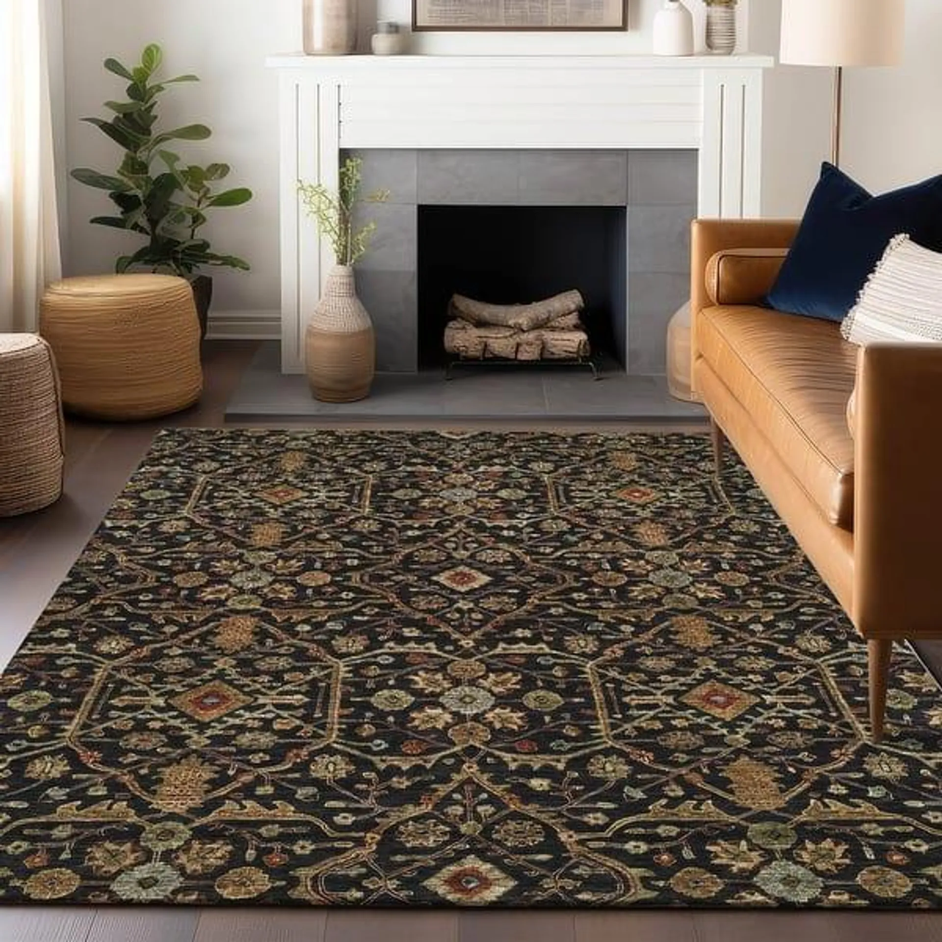 Machine Washable Indoor/ Outdoor Traditional Persian Chantille Rug