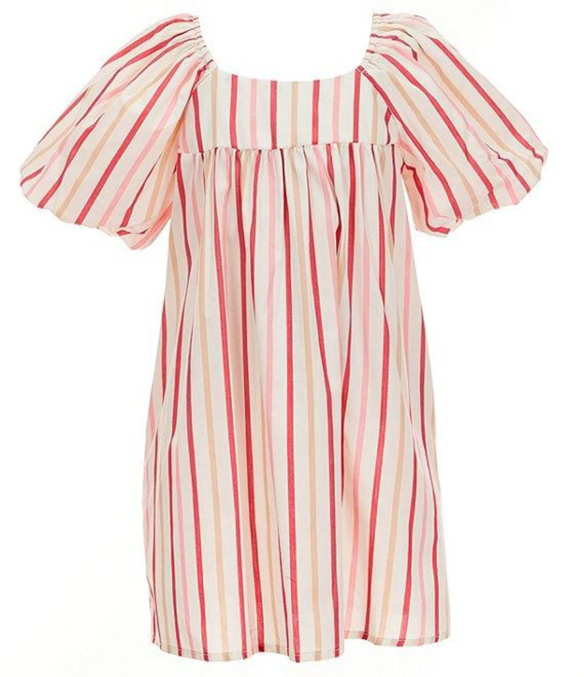 Big Girls Striped Puff Sleeve Dress