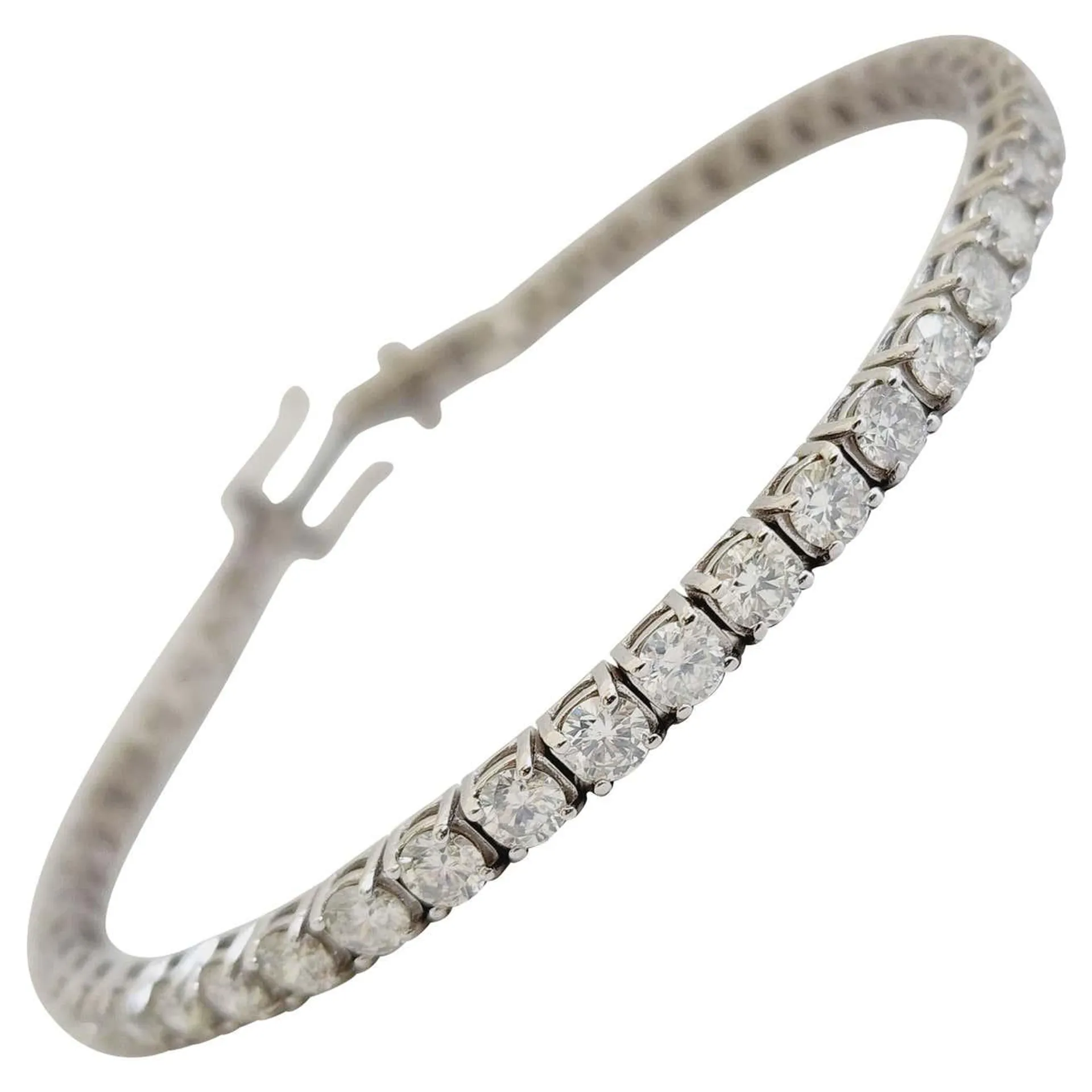 6.56 Carat Round Brilliant Natural Diamond Tennis Bracelet 14 Karat White Gold