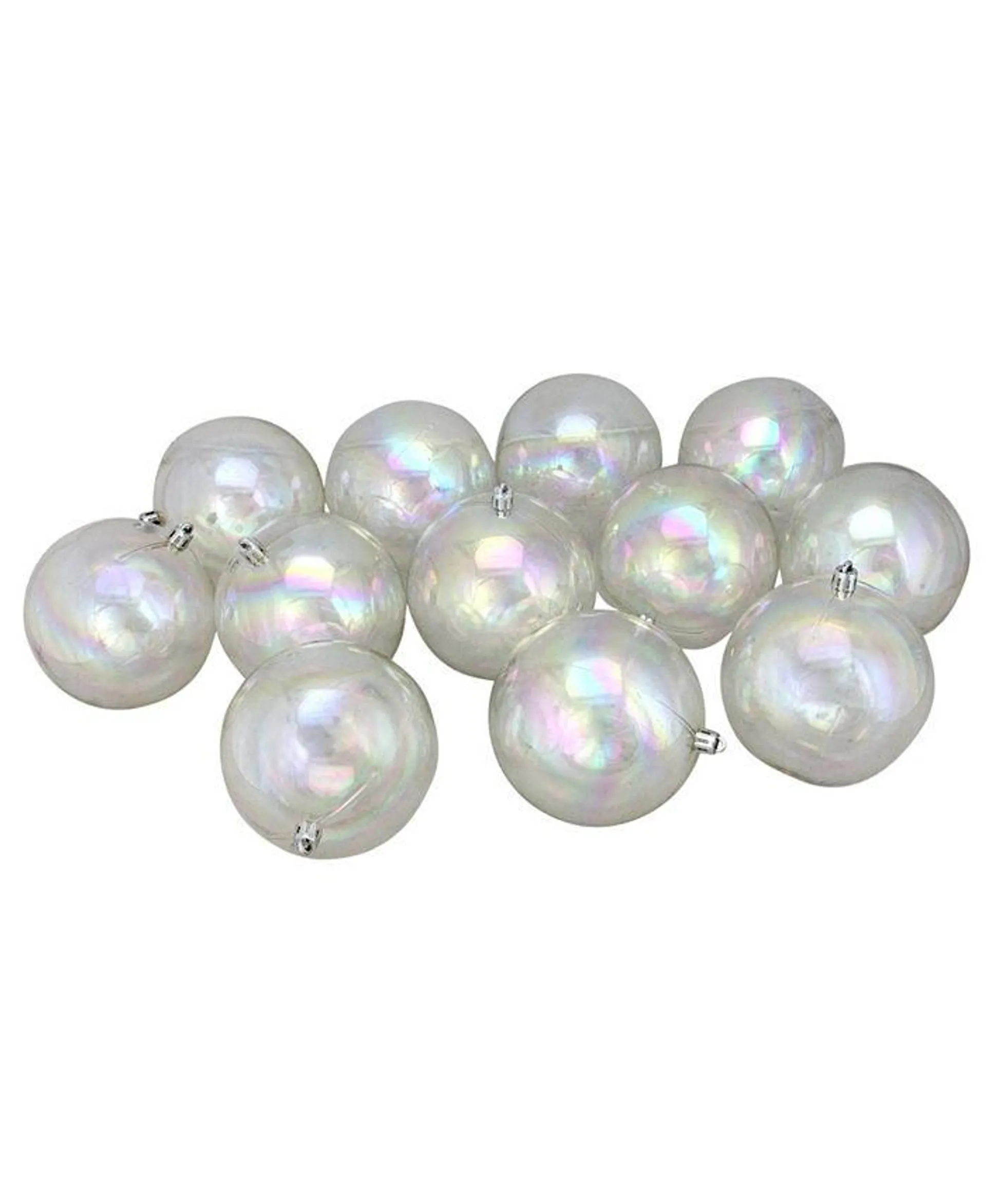 12 Count Clear Iridescent Shatterproof Shiny Christmas Ball Ornaments