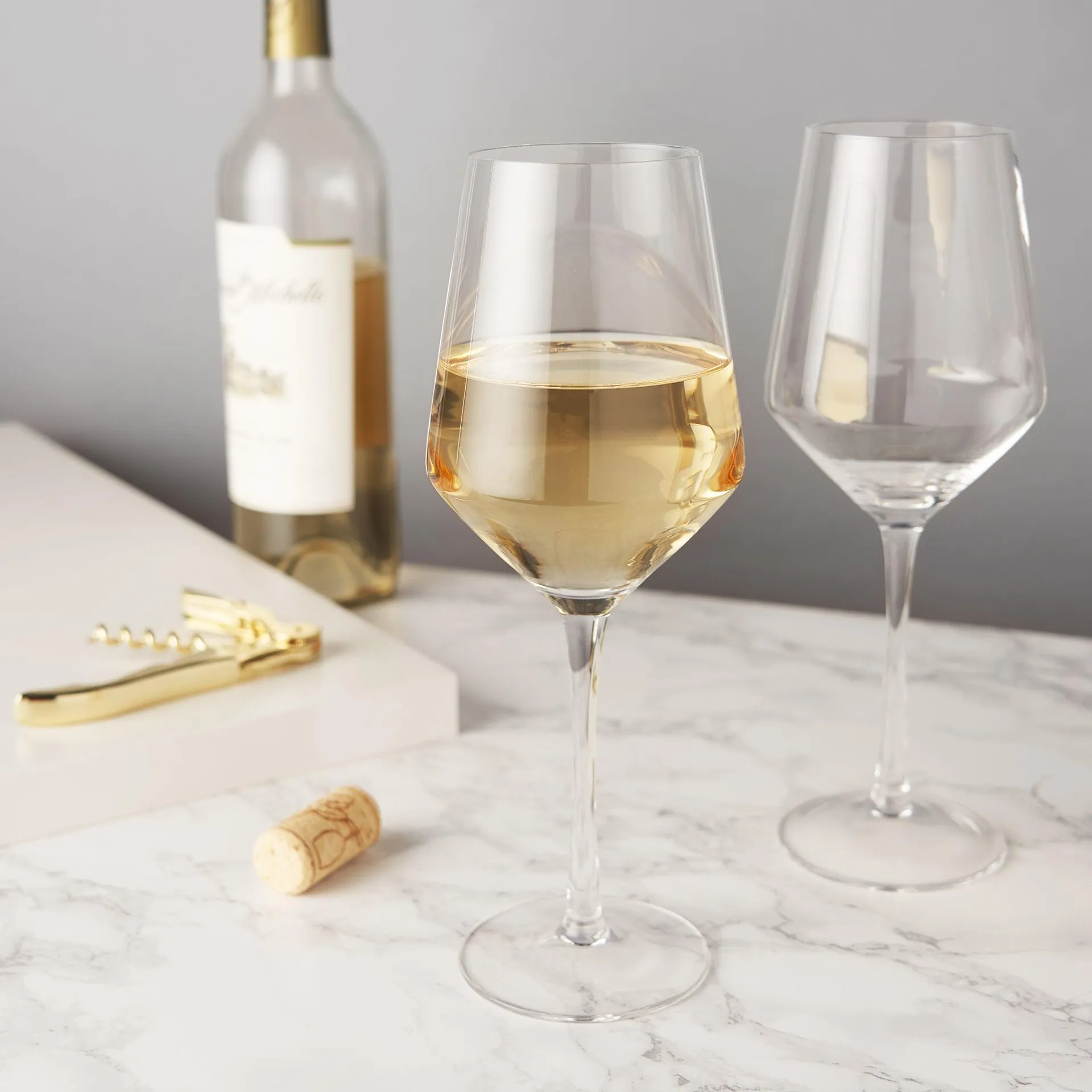 Viski® Angled Crystal Set of 2 Chardonnay Glasses