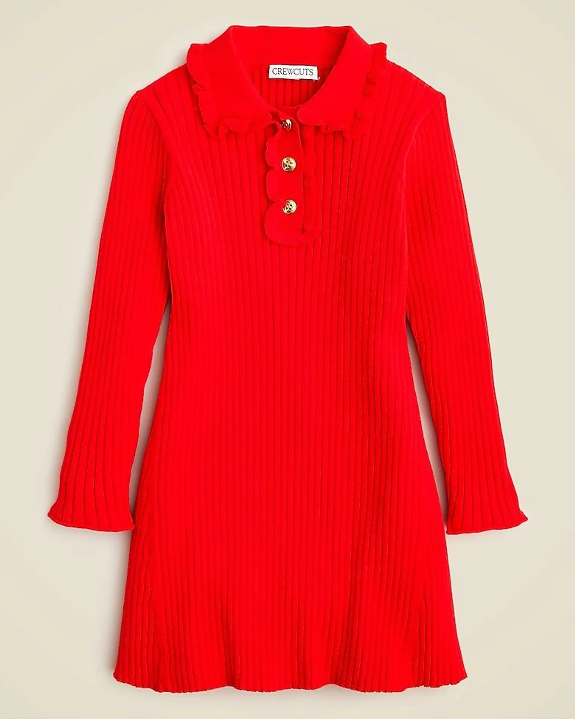 Girls' ruffle-collar sweater-dress