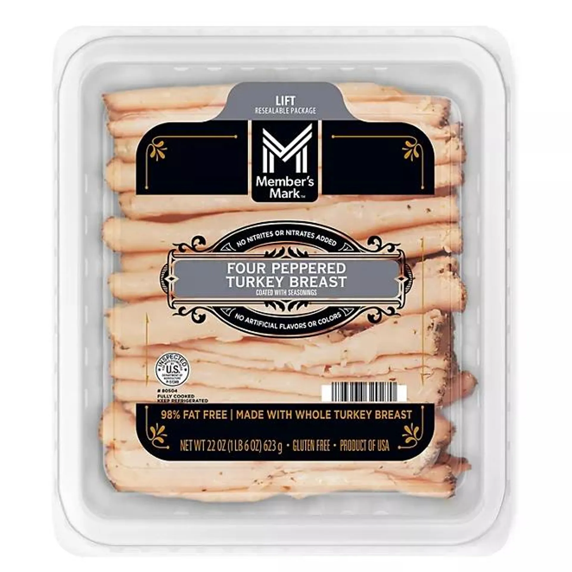 Member's Mark Four Peppered Turkey Breast, Sliced, 1 lb. 6 oz.