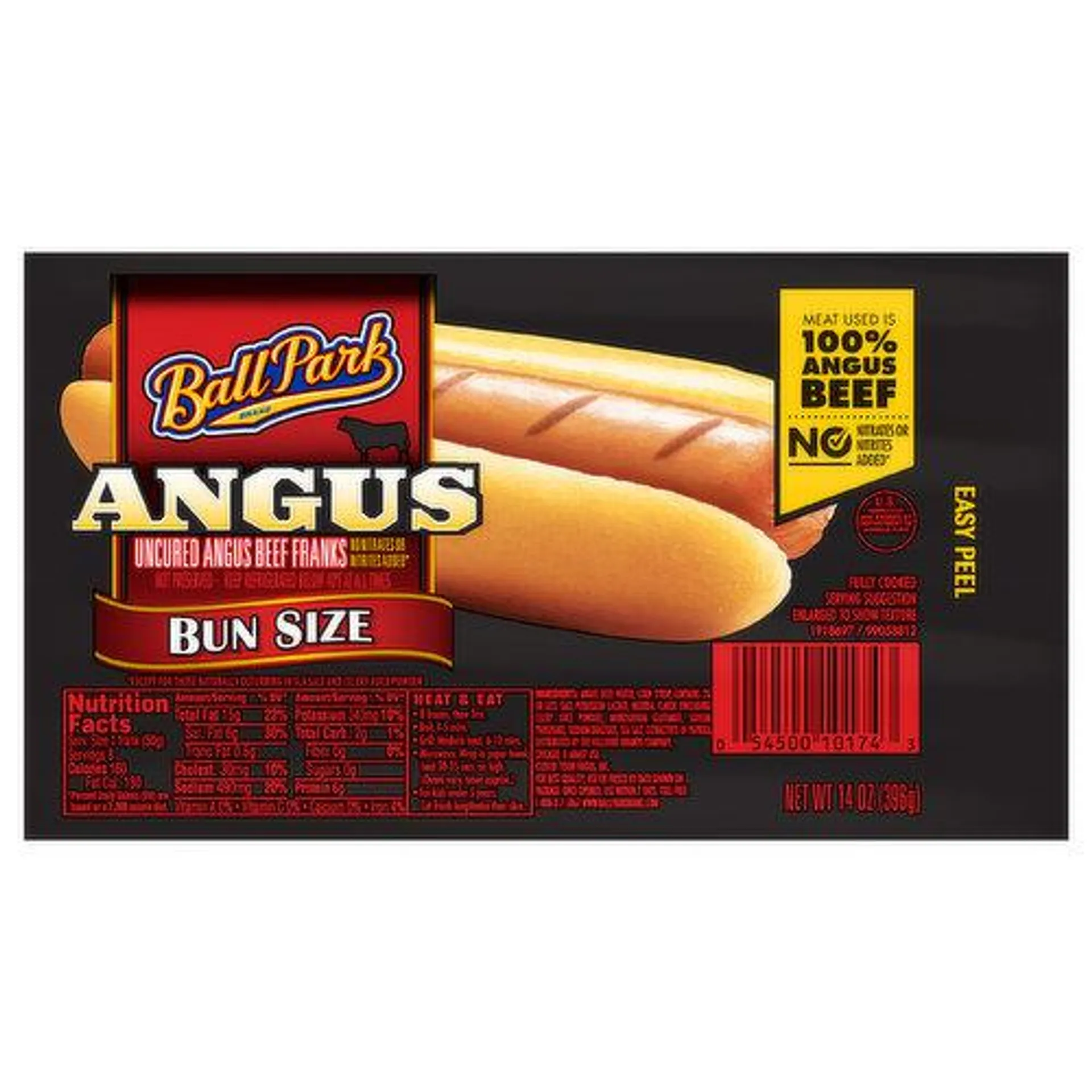Ball Park Beef Franks, Angus, Uncured, Bun Size - 14 Ounce