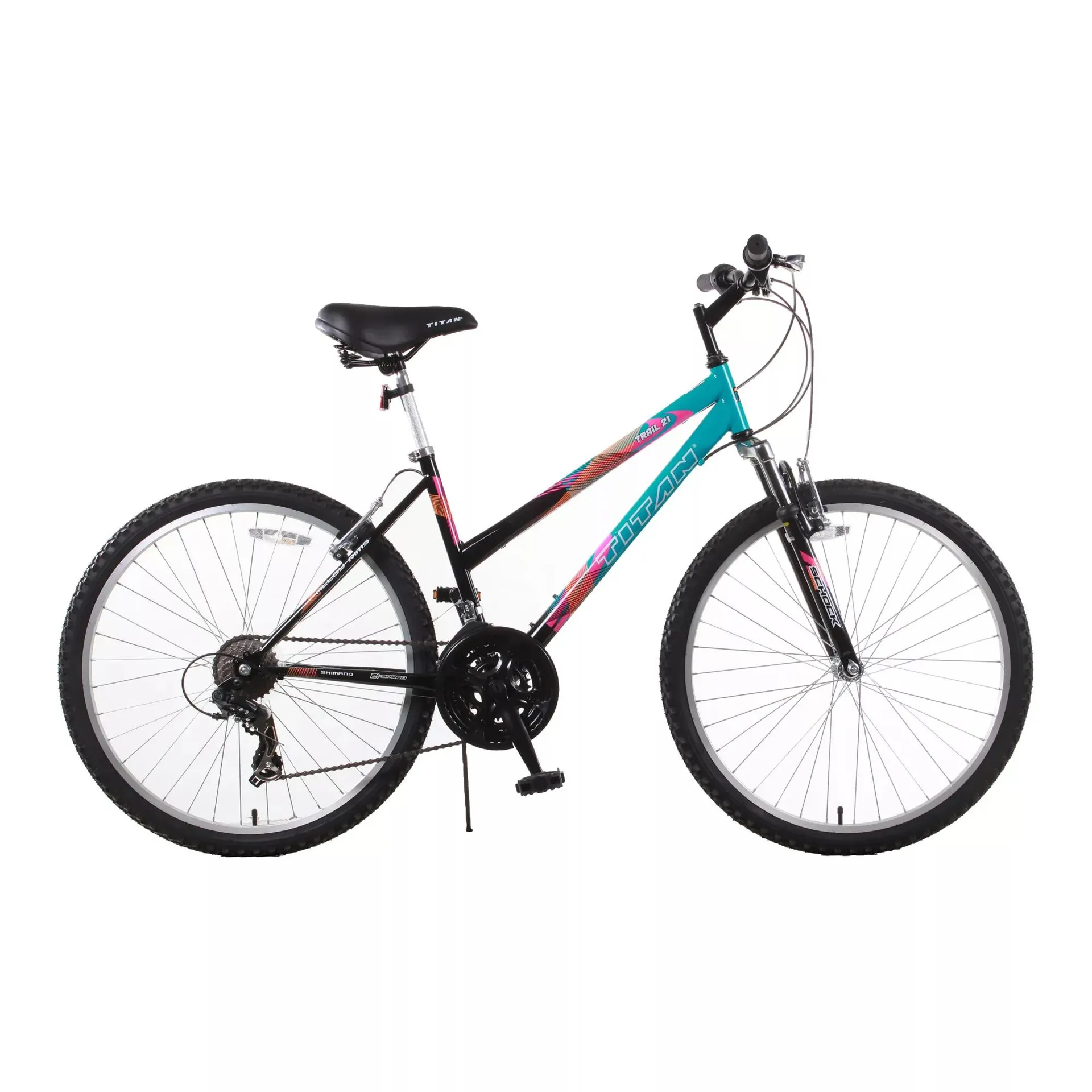 Titan Trail Women's 26" 21-Speed Mountain Bike - Black and Teal