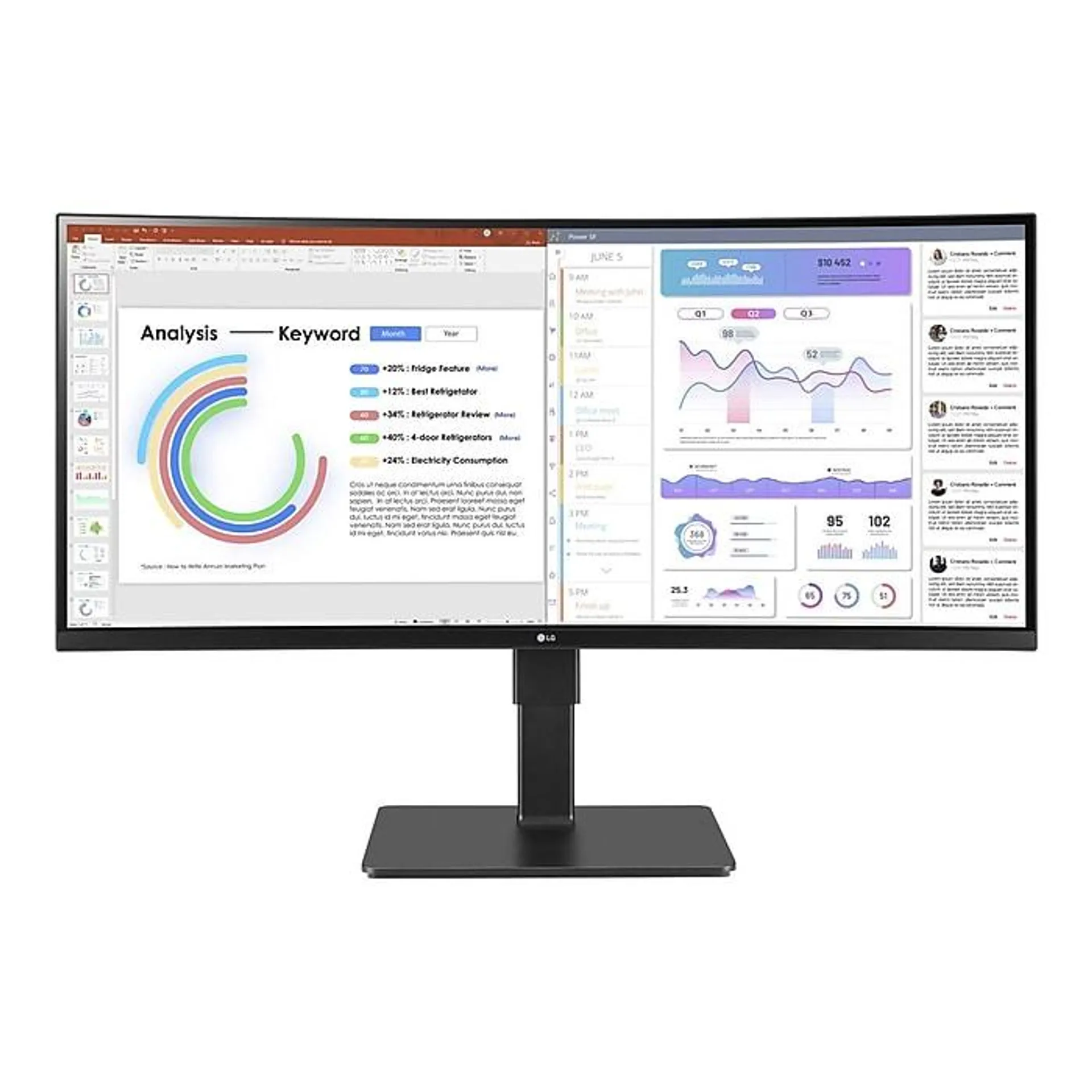 LG 34" UltraWide WQHD Curved IPS 60 Hz LED Monitor with Built-in Universal Docking Station,