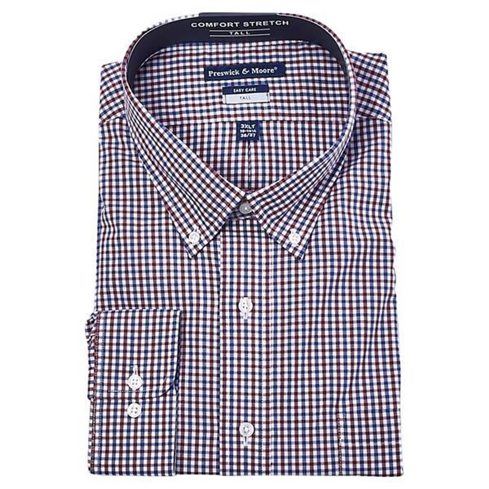 Mens Big & Tall Preswick & Moore Plaid Dress Shirt - Blue/Red