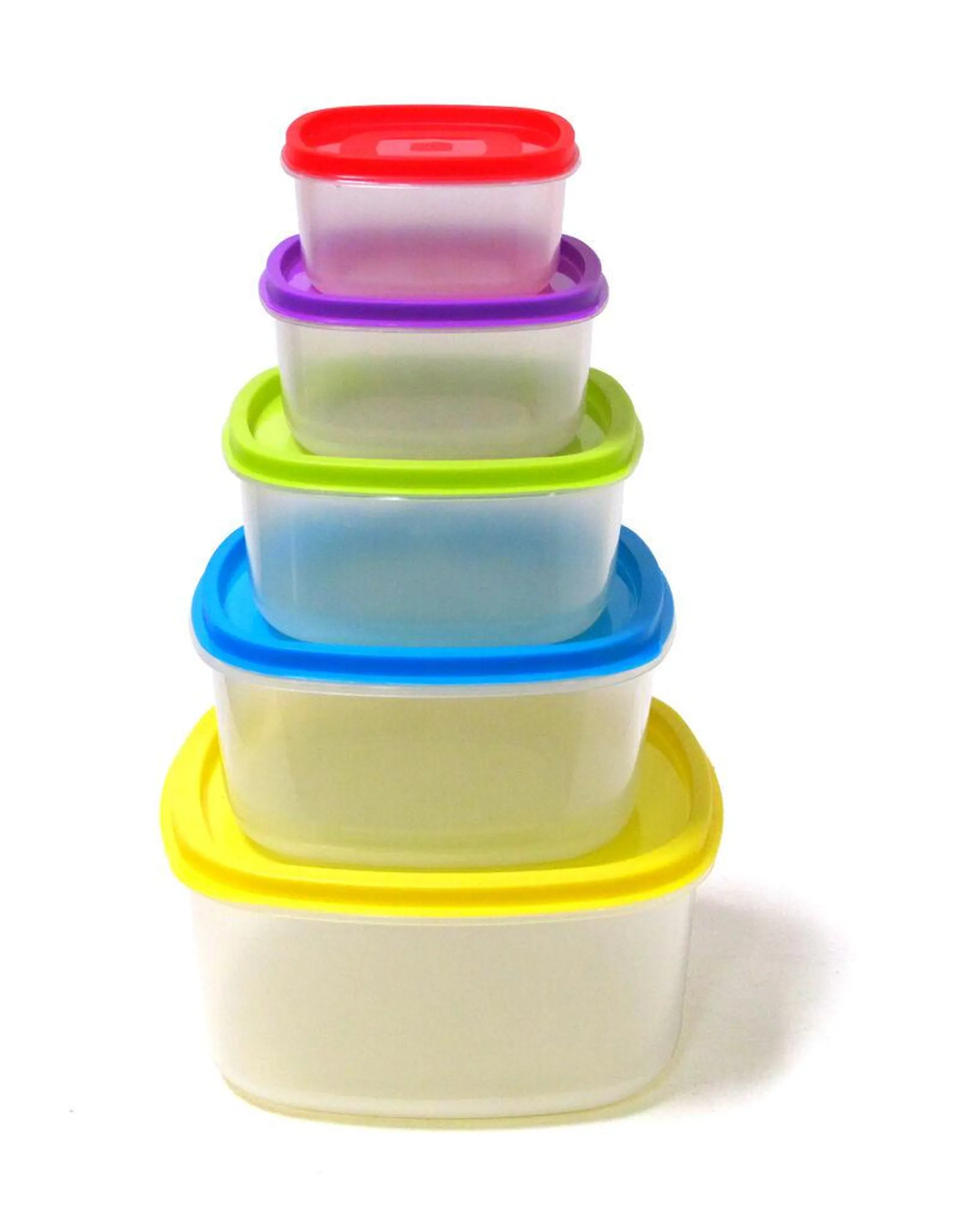 Lexi Home 10pc Square Plastic Food Storage Set with Multicolor Lids