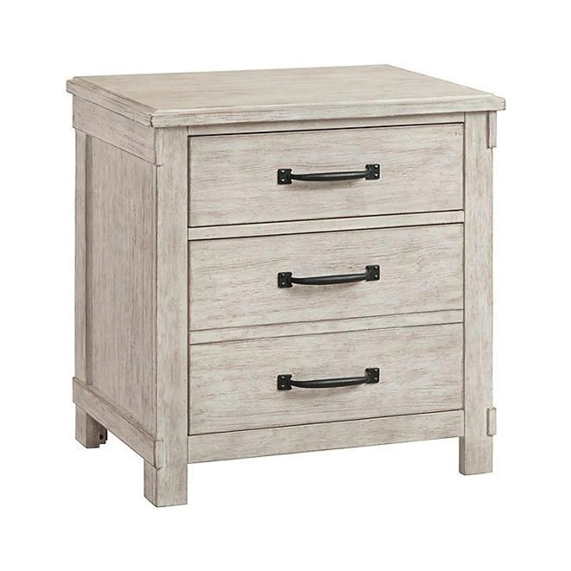 Society Den Jack 2-Drawer Nightstand with USB Ports, Whitewash