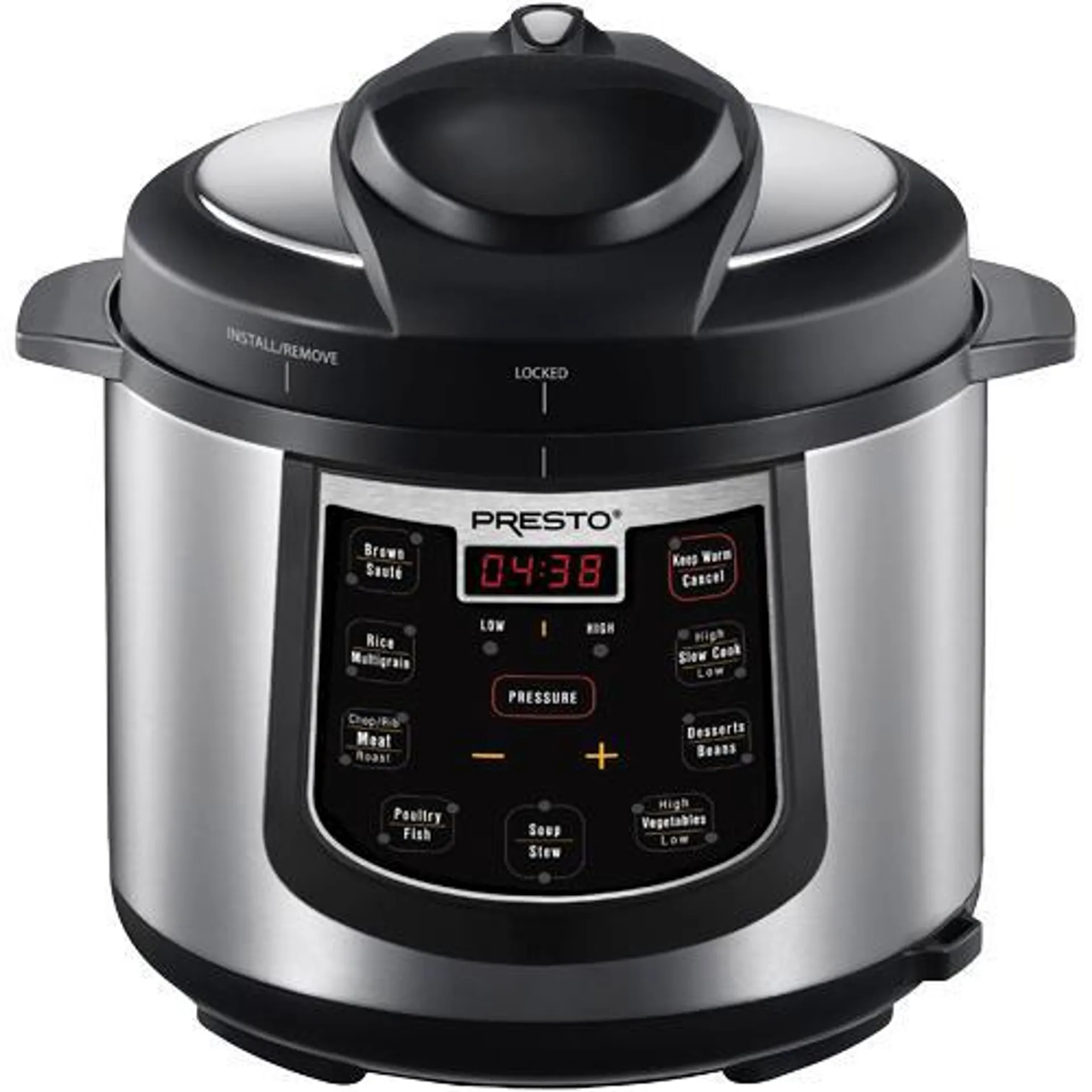 6 Quart Electric Pressure Cooker With 12 Preset Options and 19 Programmable Settings - Stainless Steel