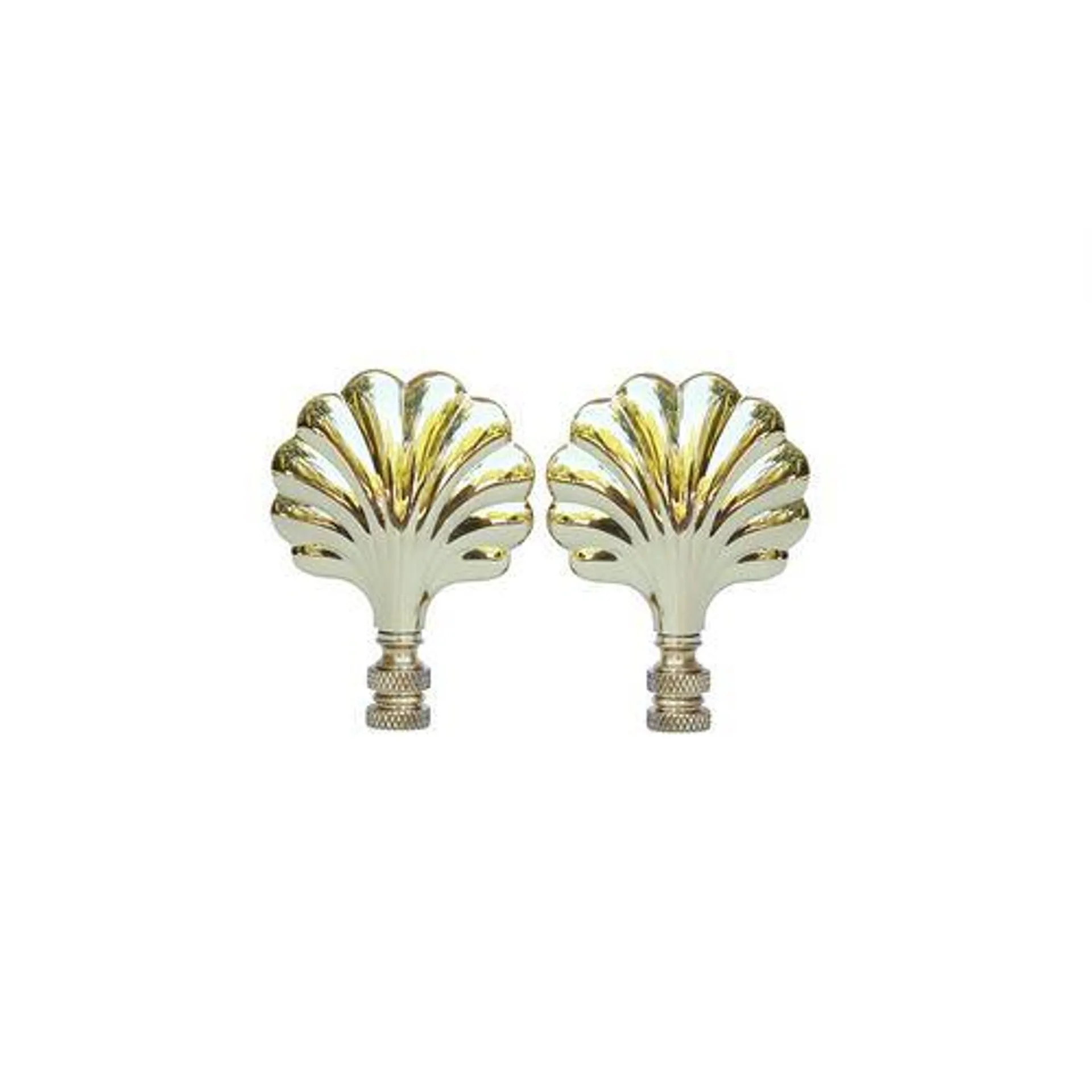 Brass Shell Lamp Finials - a Pair