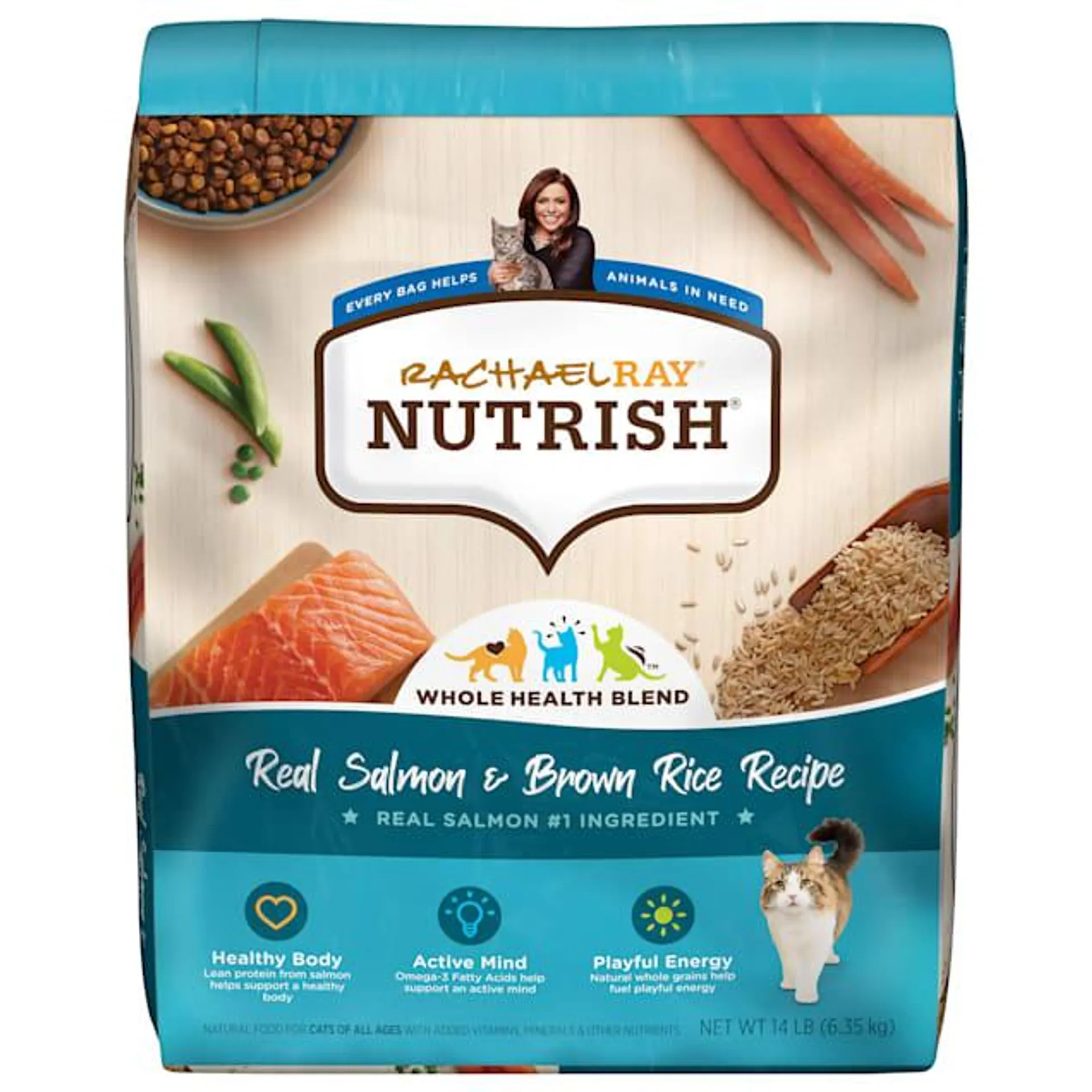 Rachael Ray Nutrish Natural Salmon & Brown Rice Recipe Dry Cat Food, 14 lbs.