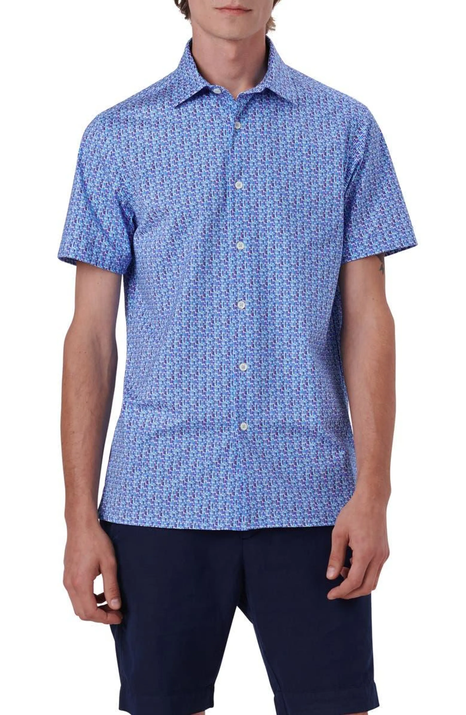 Milo OoohCotton ® Abstract Print Short Sleeve Button-Up Shirt