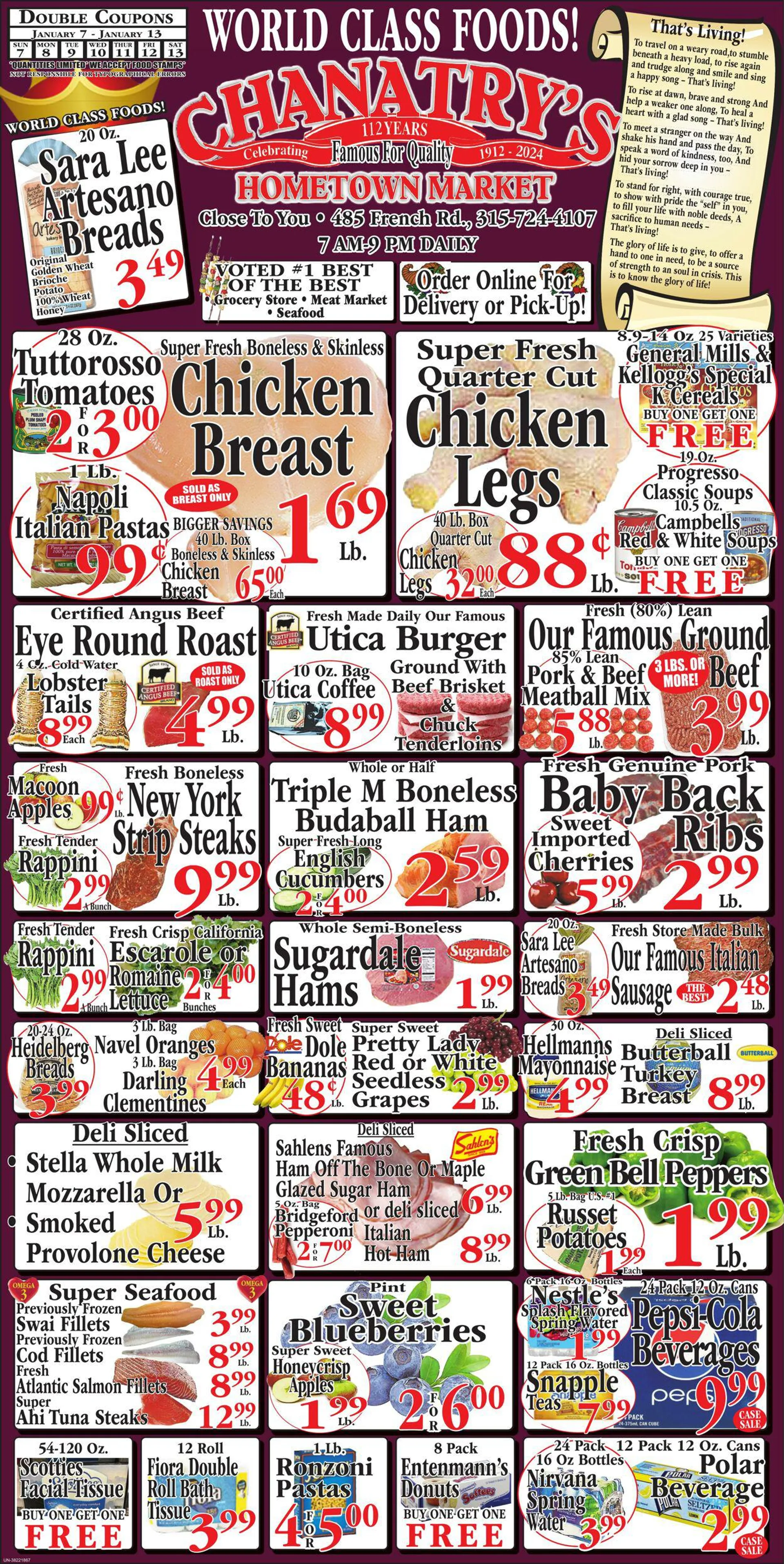 Weekly ad Chanatry's Hometown Market from January 7 to January 13 2024 - Page 1