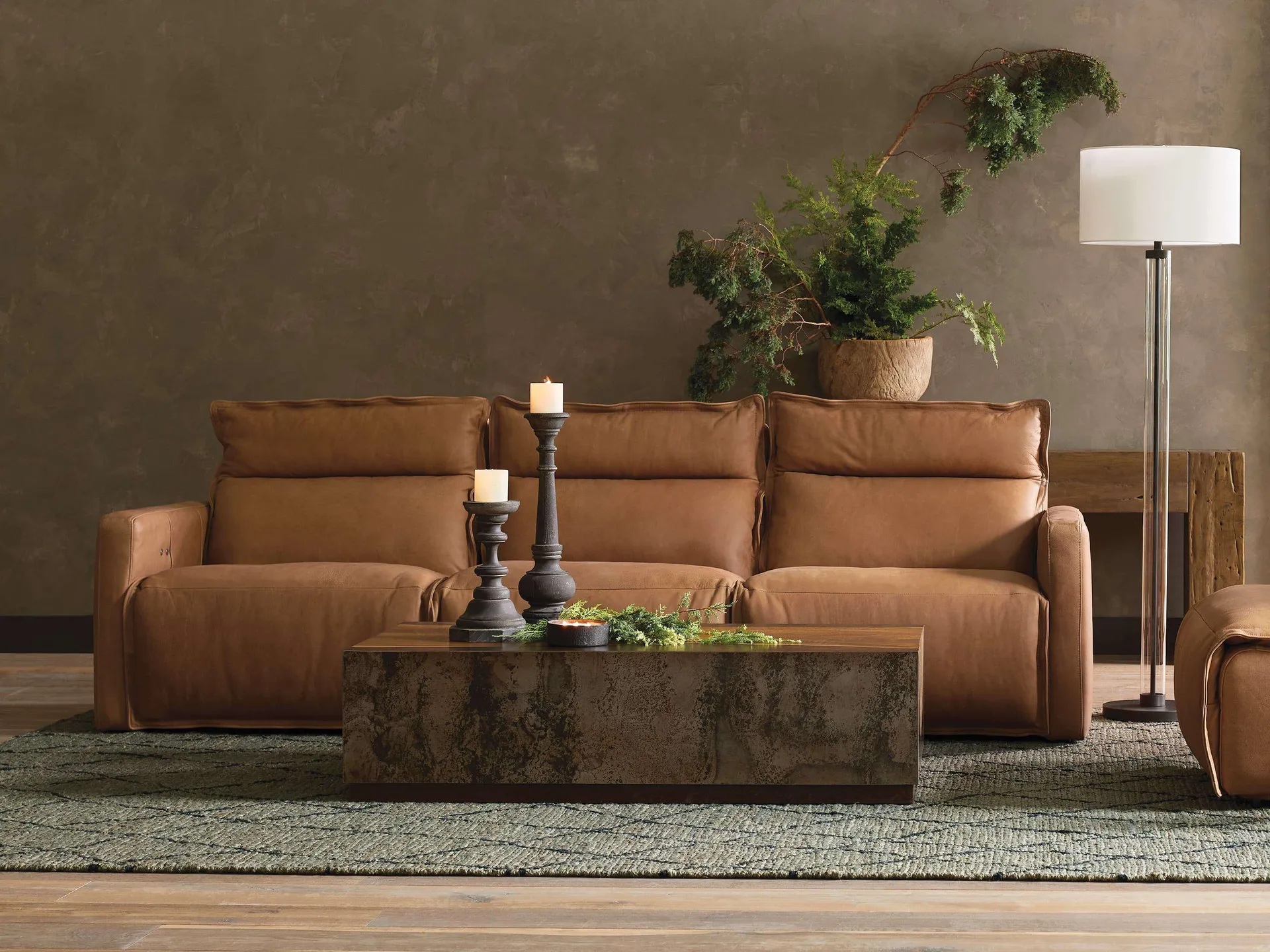 Rowland Leather Three Piece Motion Modular Sofa