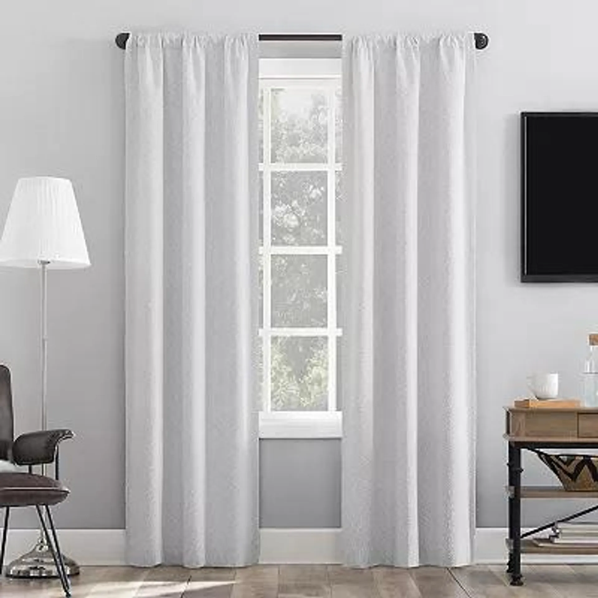 Sun Zero 2-Pack Laurent 100% Blackout Boucle Texture Rod Pocket Window Curtain