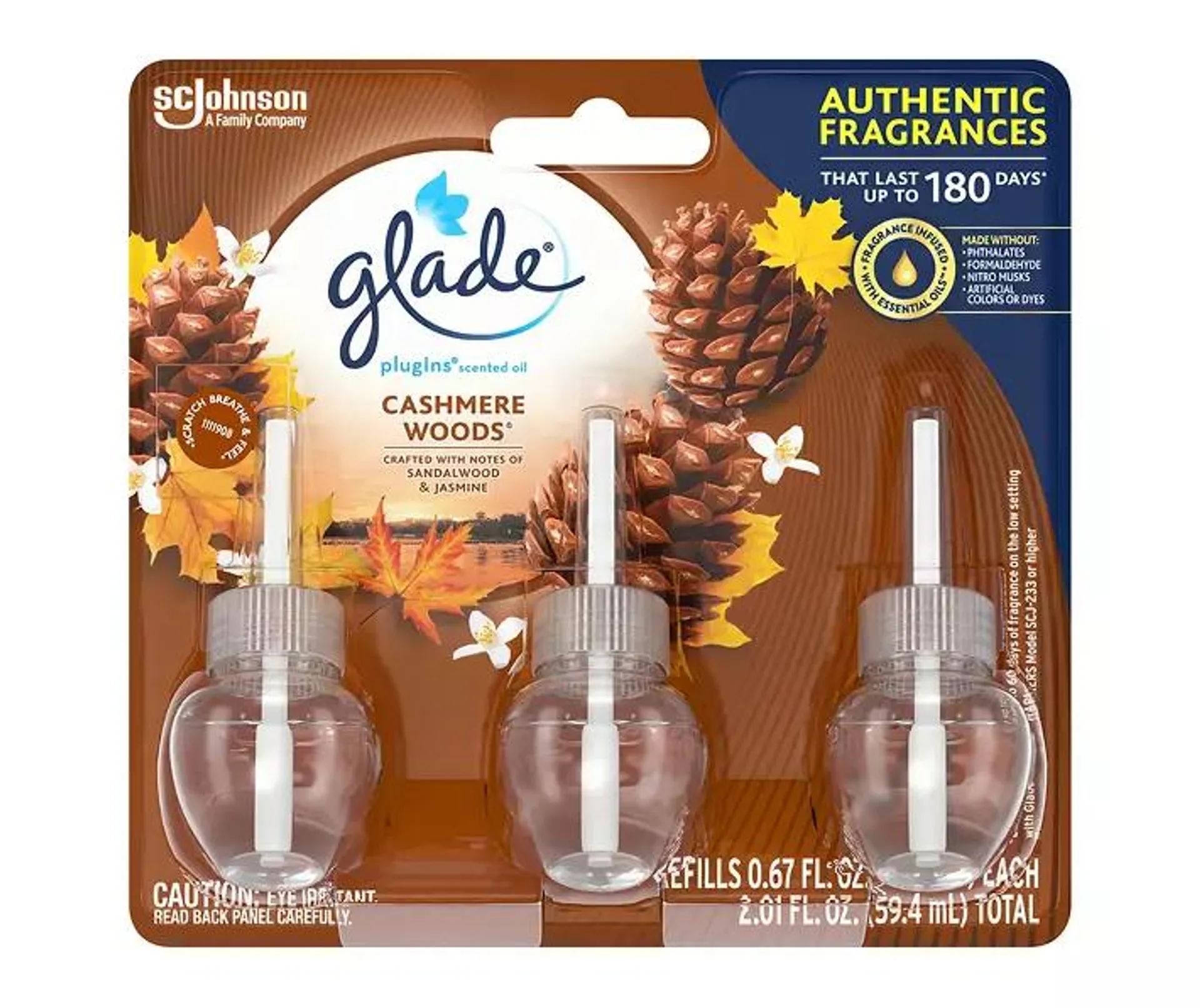 Cashmere Woods PlugIns Scented Oil Refills, 3-Pack