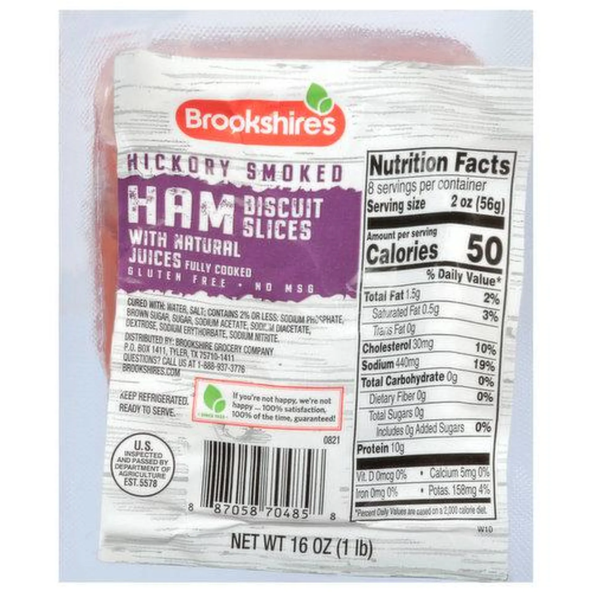 Brookshire's Ham with Natural Juices, Hickory Smoked, Biscuit Slices - 16 Ounce