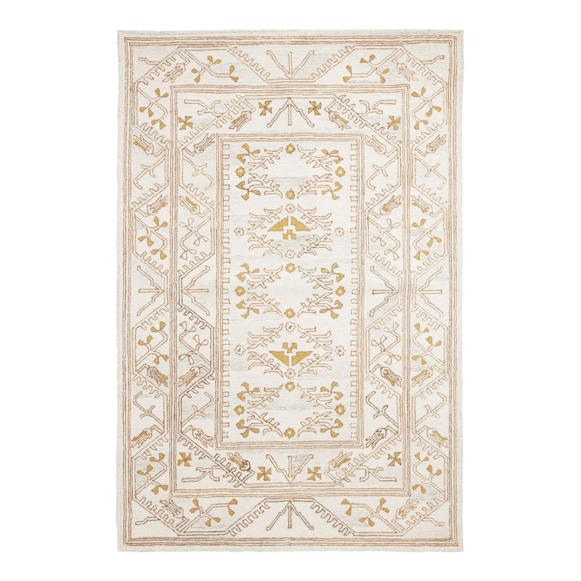 Vera Yellow and Ivory Persian Style Tufted Wool Area Rug