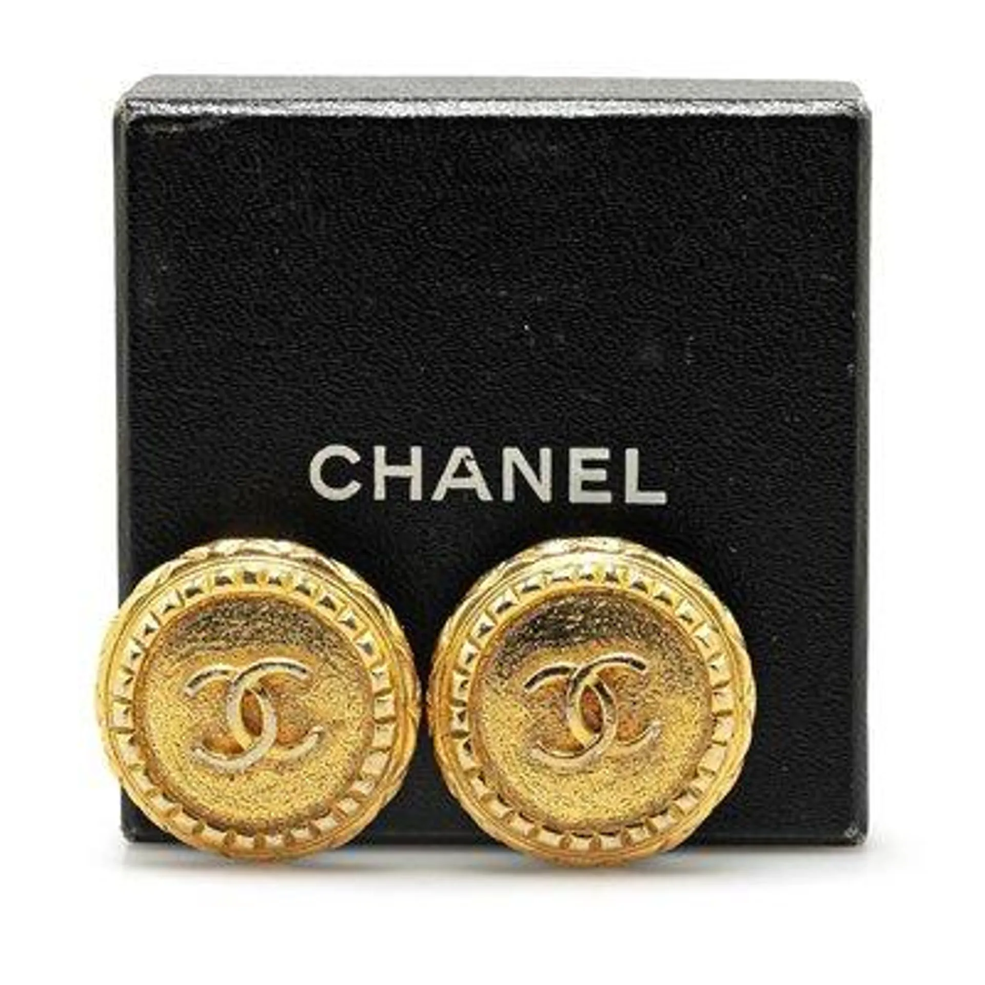 Gold Plated CC Clip-On Earrings from Chanel, Set of 2