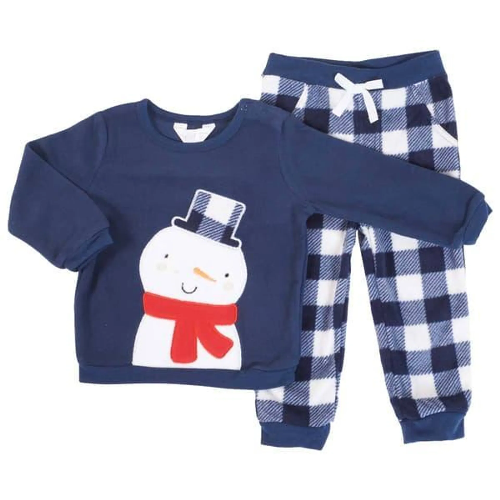 Baby Boy (12-24M) René Rofé® 2pc. Snowman Buffalo Check Set