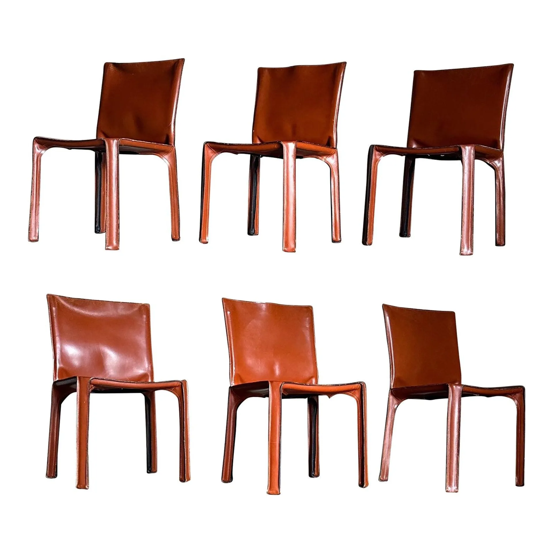 1970s Mario Bellini for Cassina 412 “Cab” Side Chairs- Set of 6