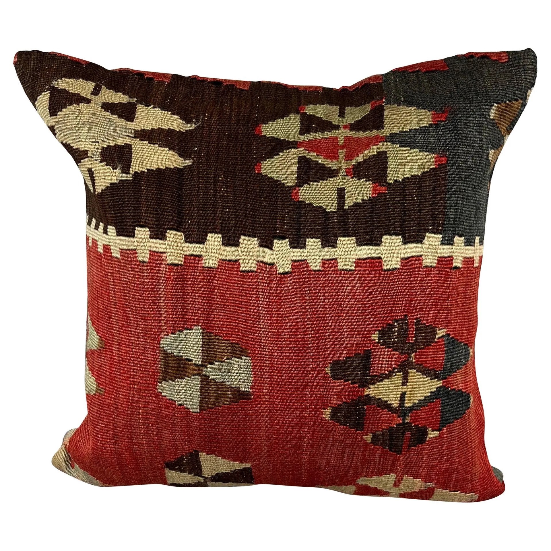 20 x 20 Kilim Pillow Turkish Cushion Natural Red Pillow Cushion Cover #6792