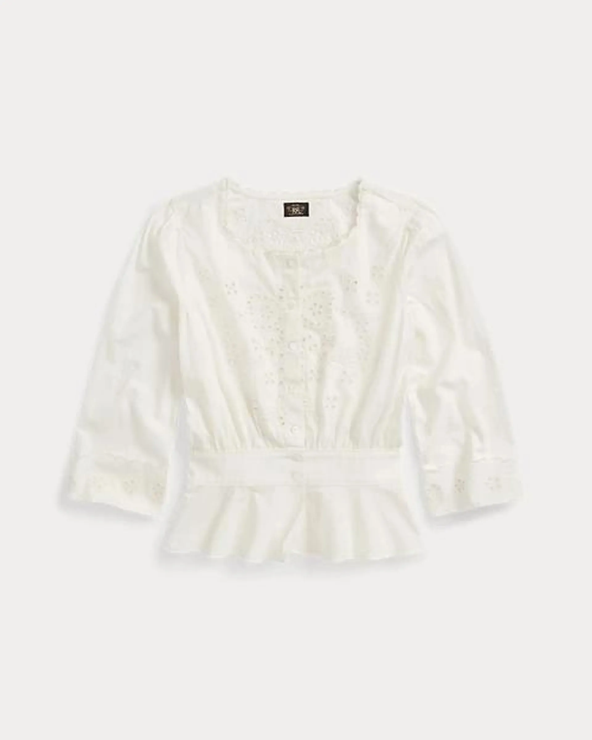 Eyelet-Embroidered Peplum Blouse