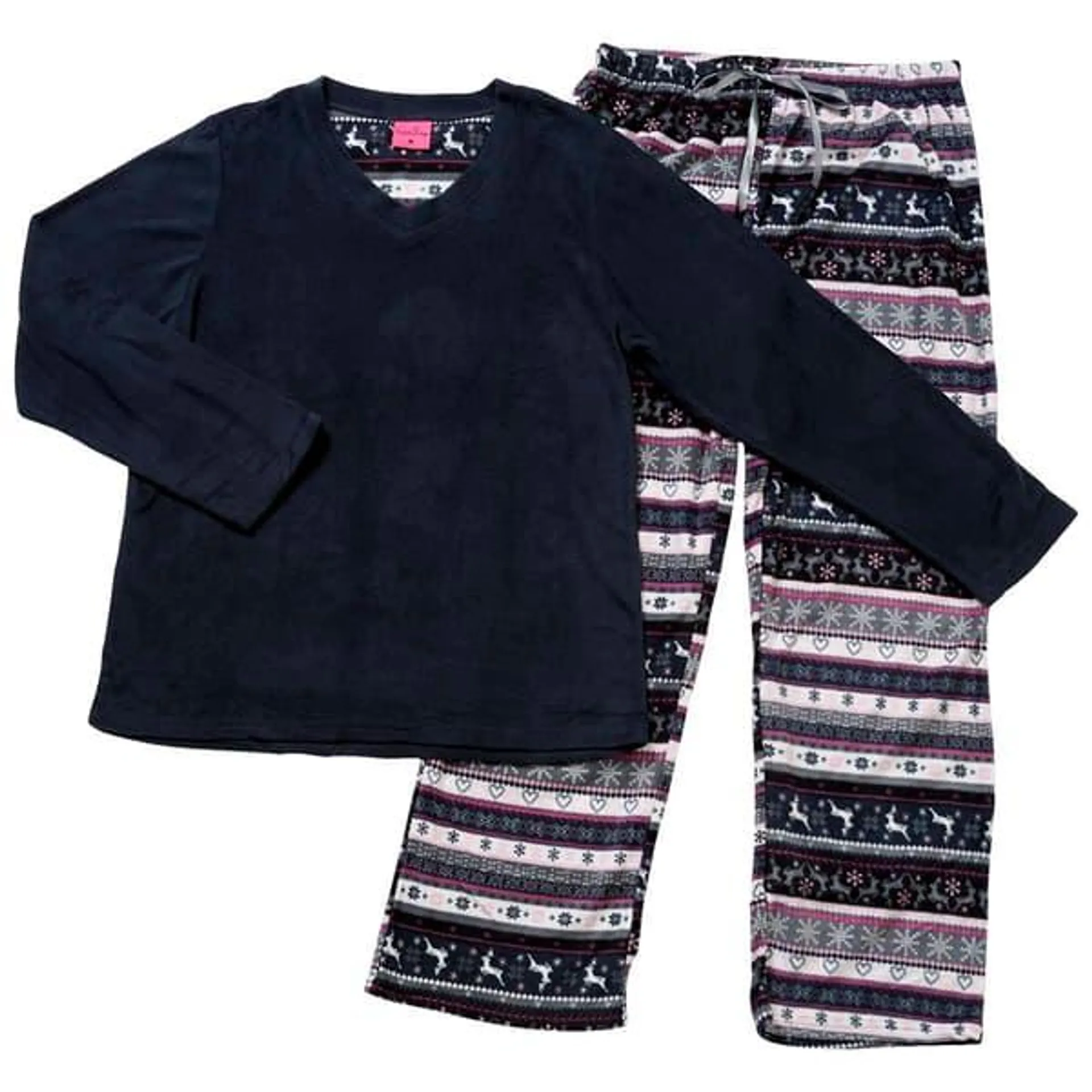 Womens Pink Laundry Folded Fairisle Microfleece Pajama Set