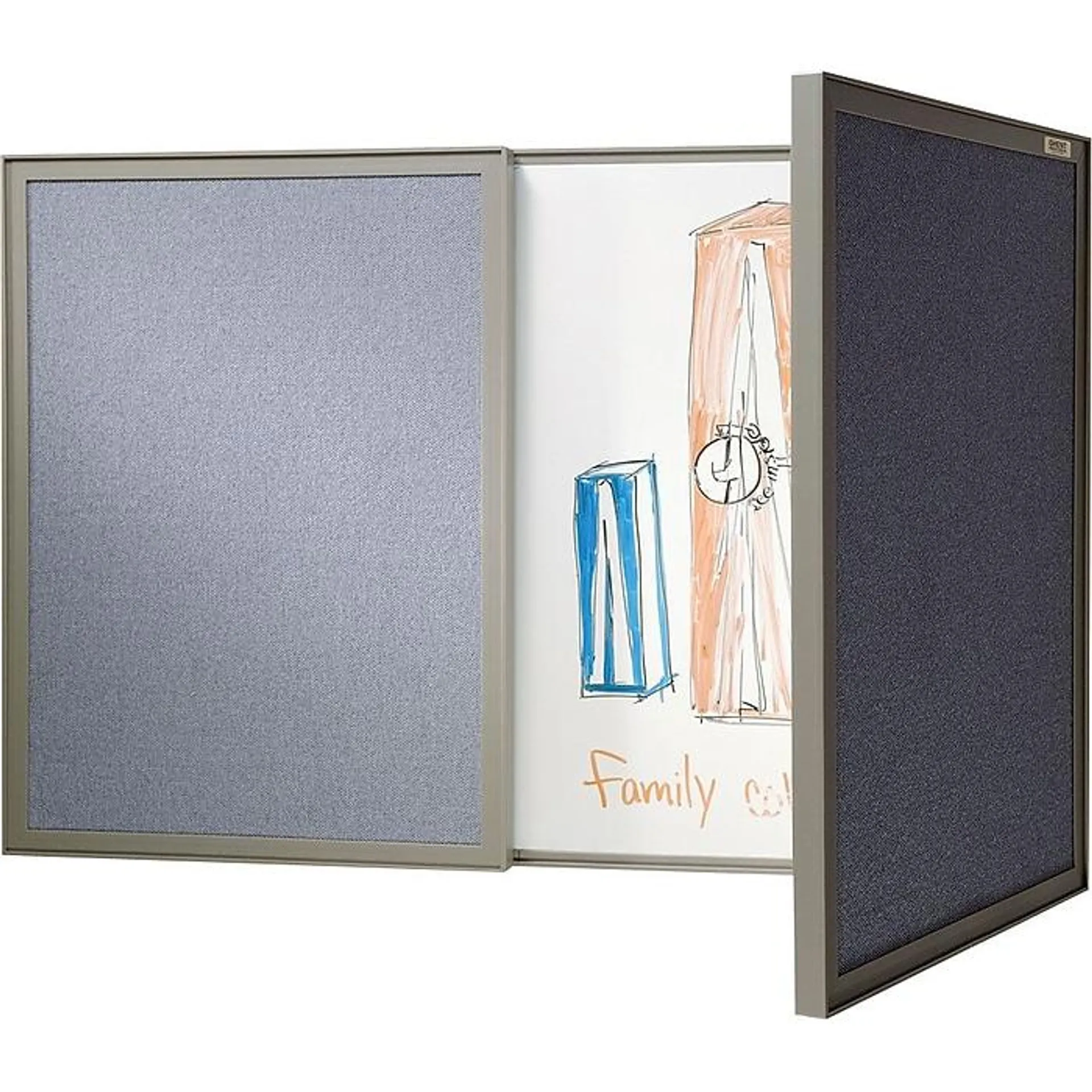 Ghent VisuALL PC Whiteboard Cabinet with Fabric Bulletin Board Exterior Doors,