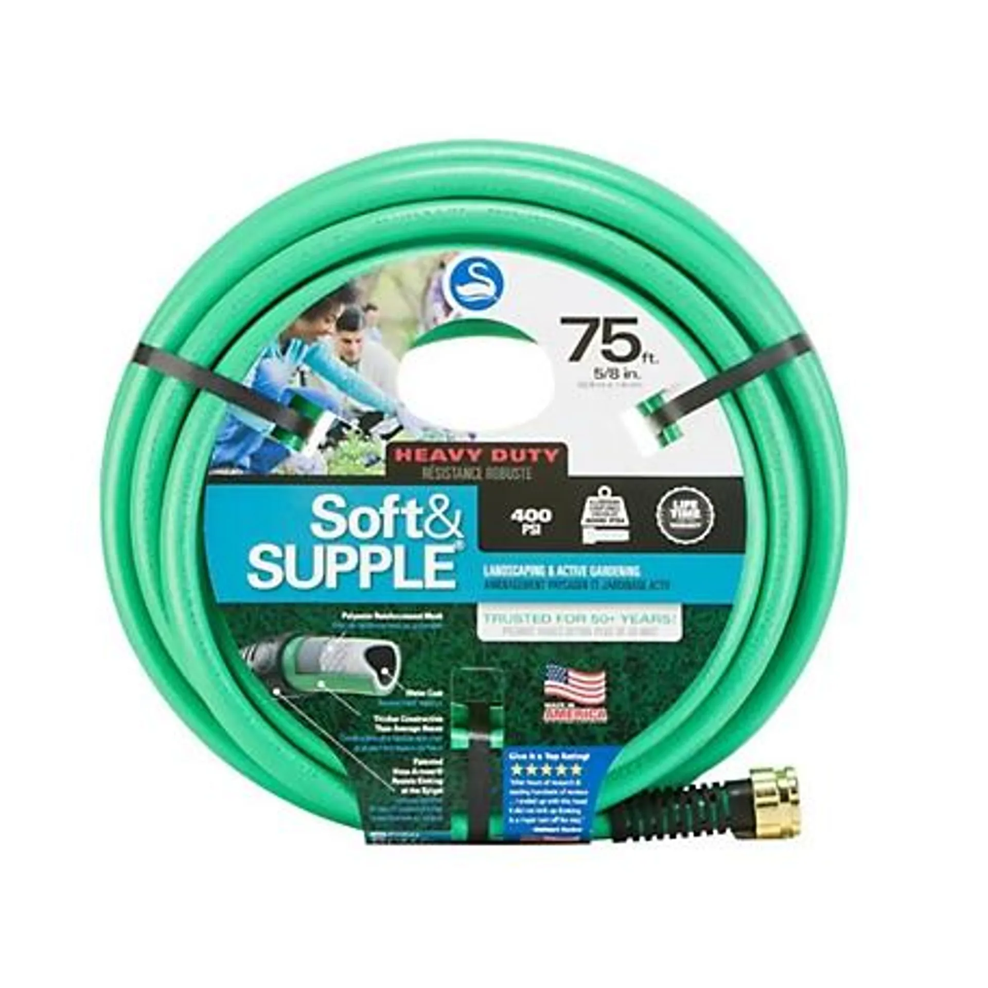 Swan 5/8 in. x 75 ft. Soft&SUPPLE Heavy-Duty Garden Hose