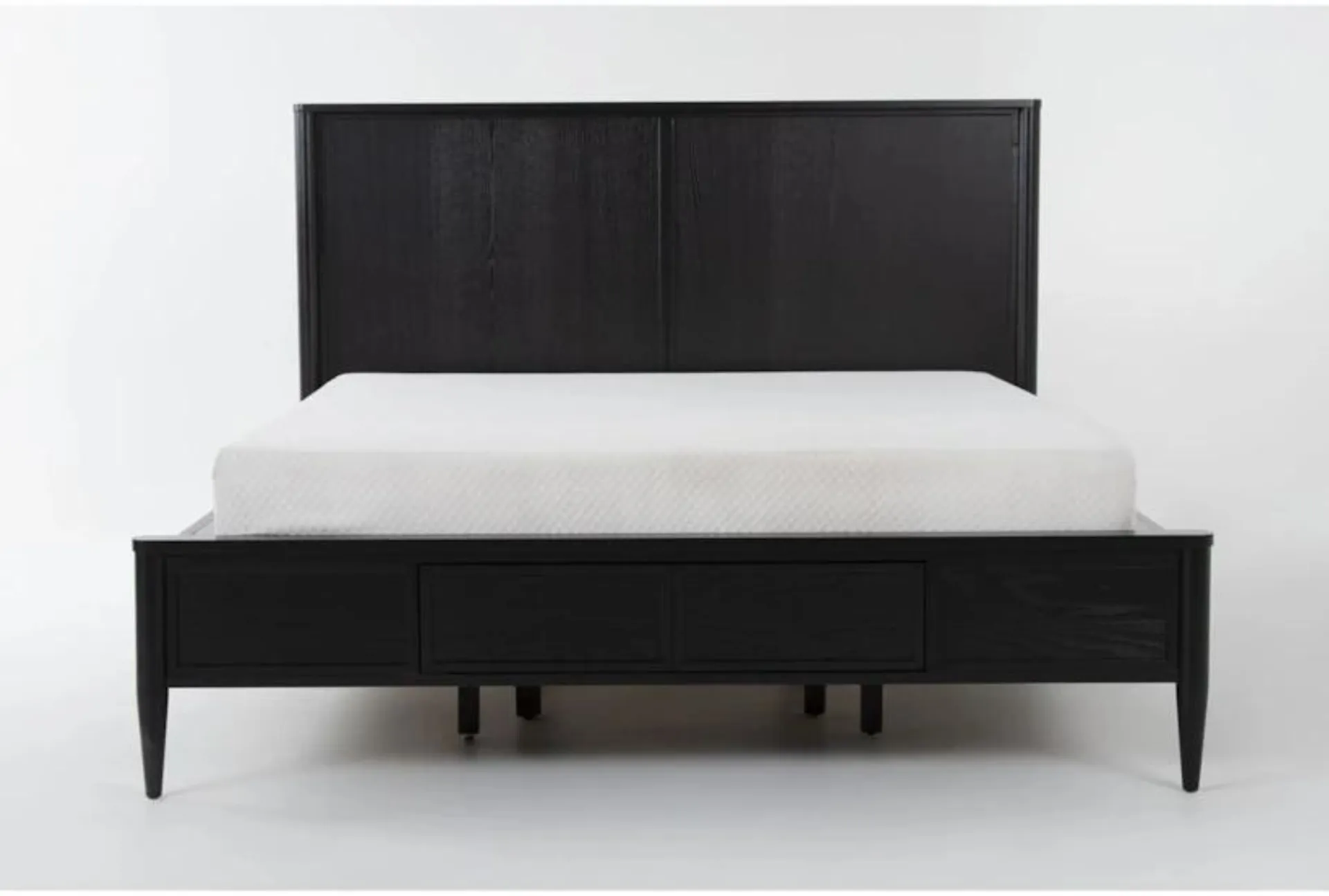 Austen Black Queen Wood Panel Bed With Side Storage