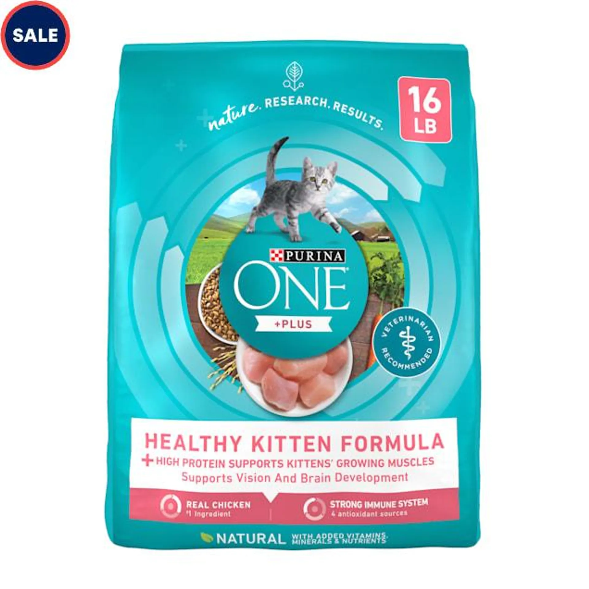 Purina ONE Healthy Kitten +Plus Formula High Protein Natural Dry Food, 16 lbs.