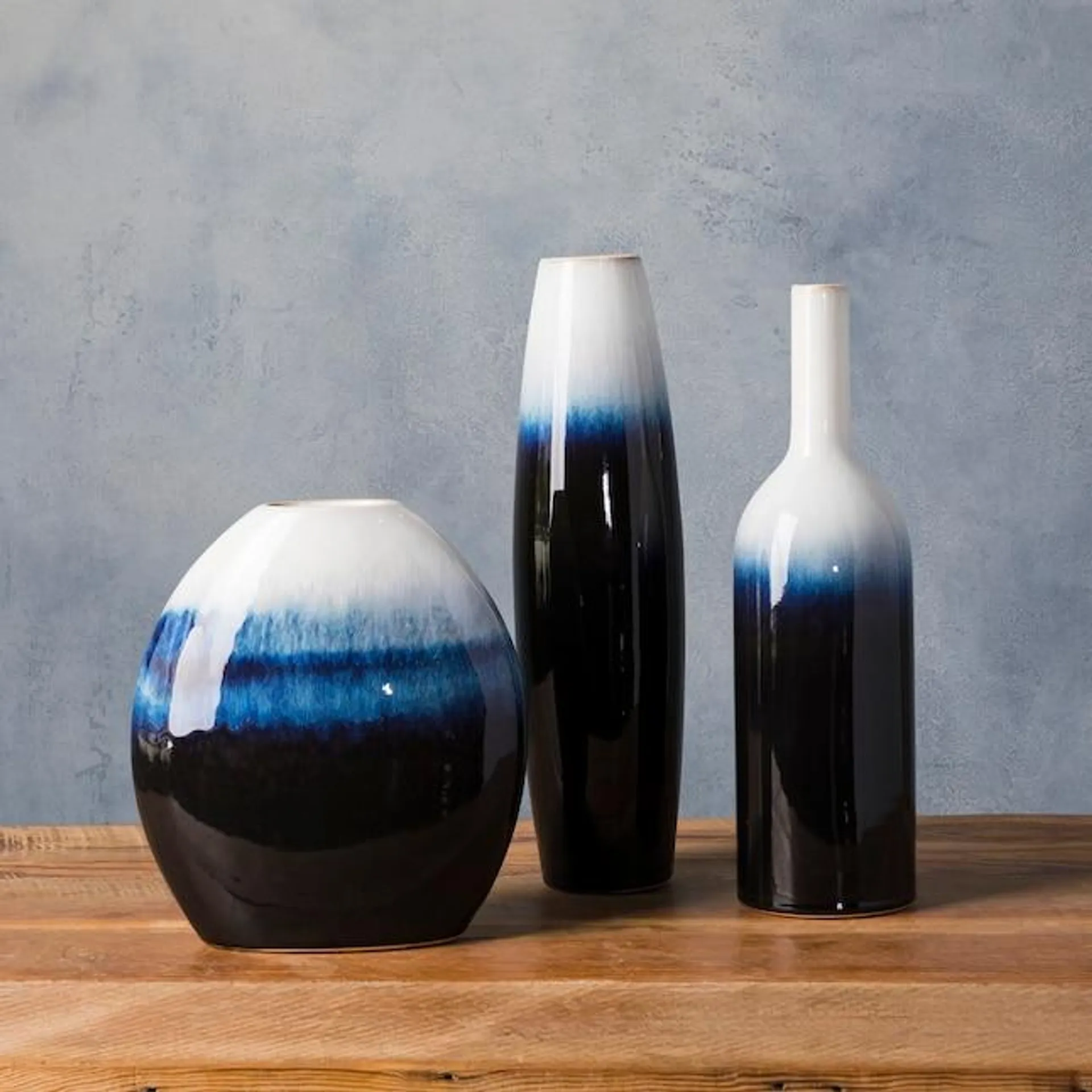 Livabliss Blue Ceramic Modern Vase