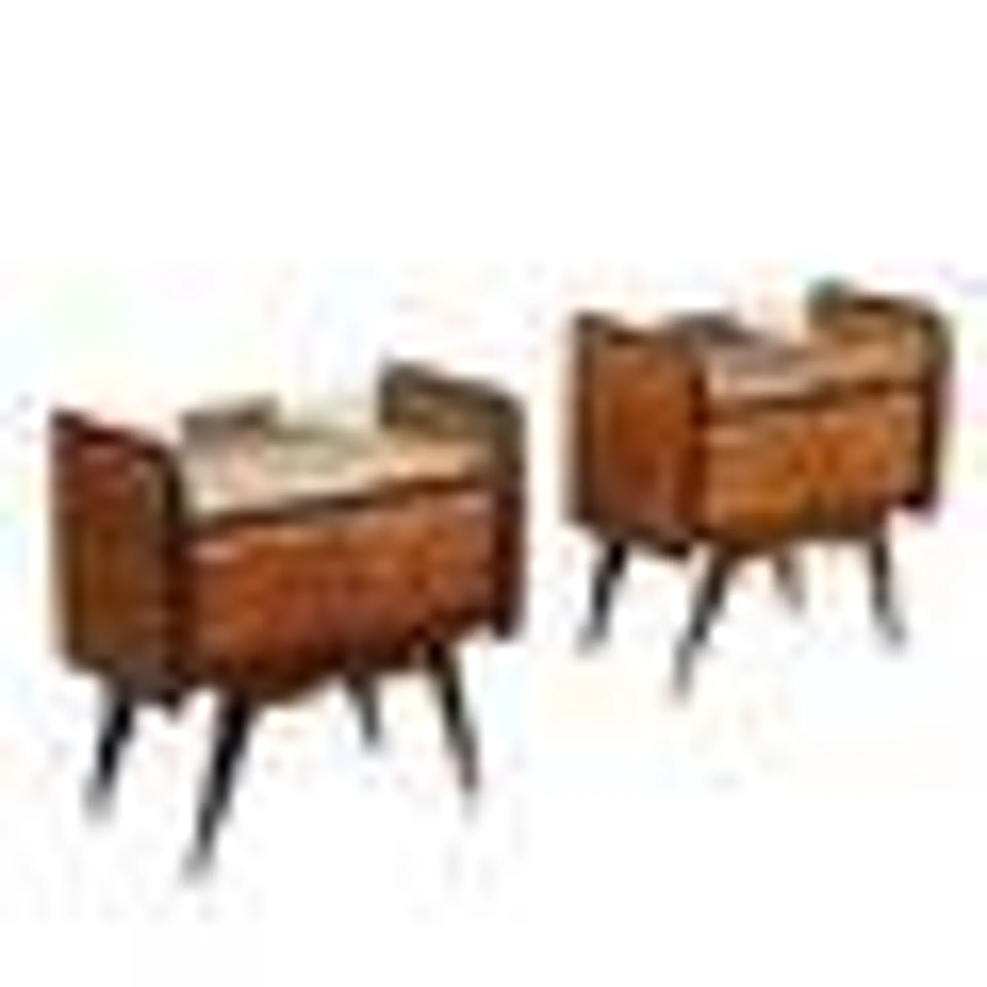 Bedside Tables in Wood, Brass and Glass, 1950s-1960s, Set of 2