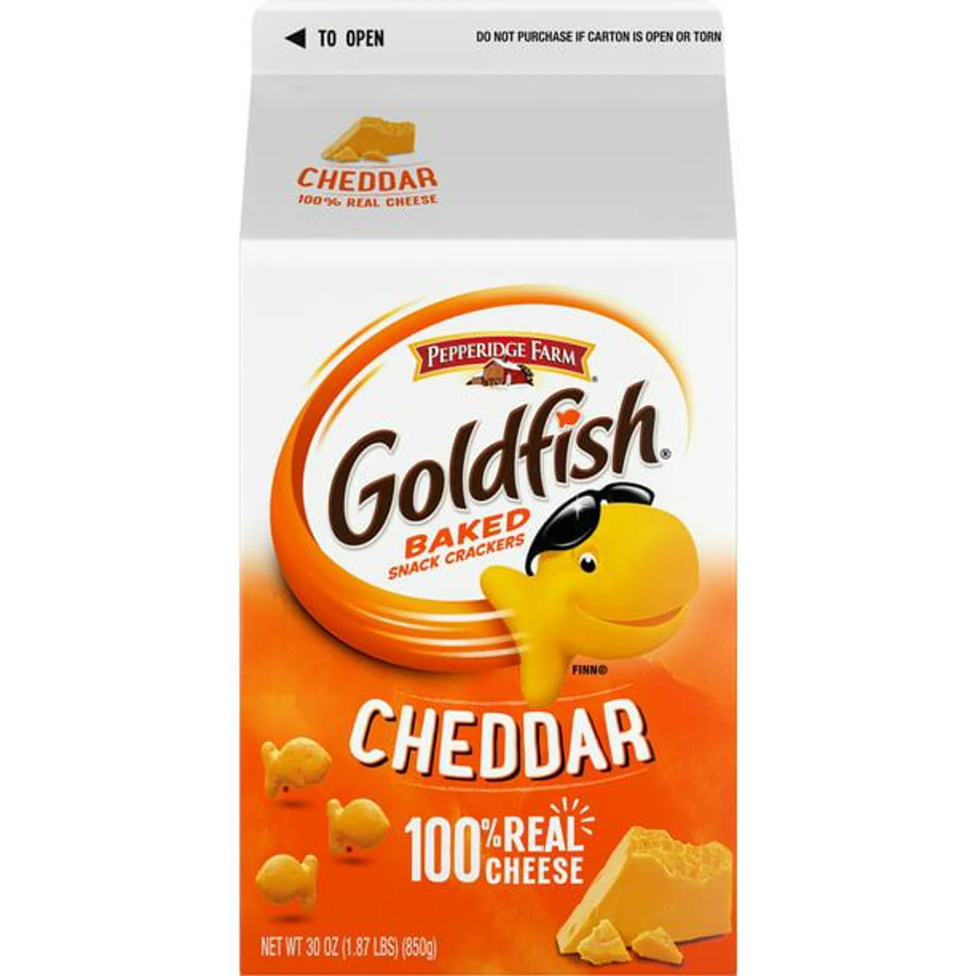 Goldfish Cheddar Cheese Crackers, Baked Snack Crackers, 30 oz Carton