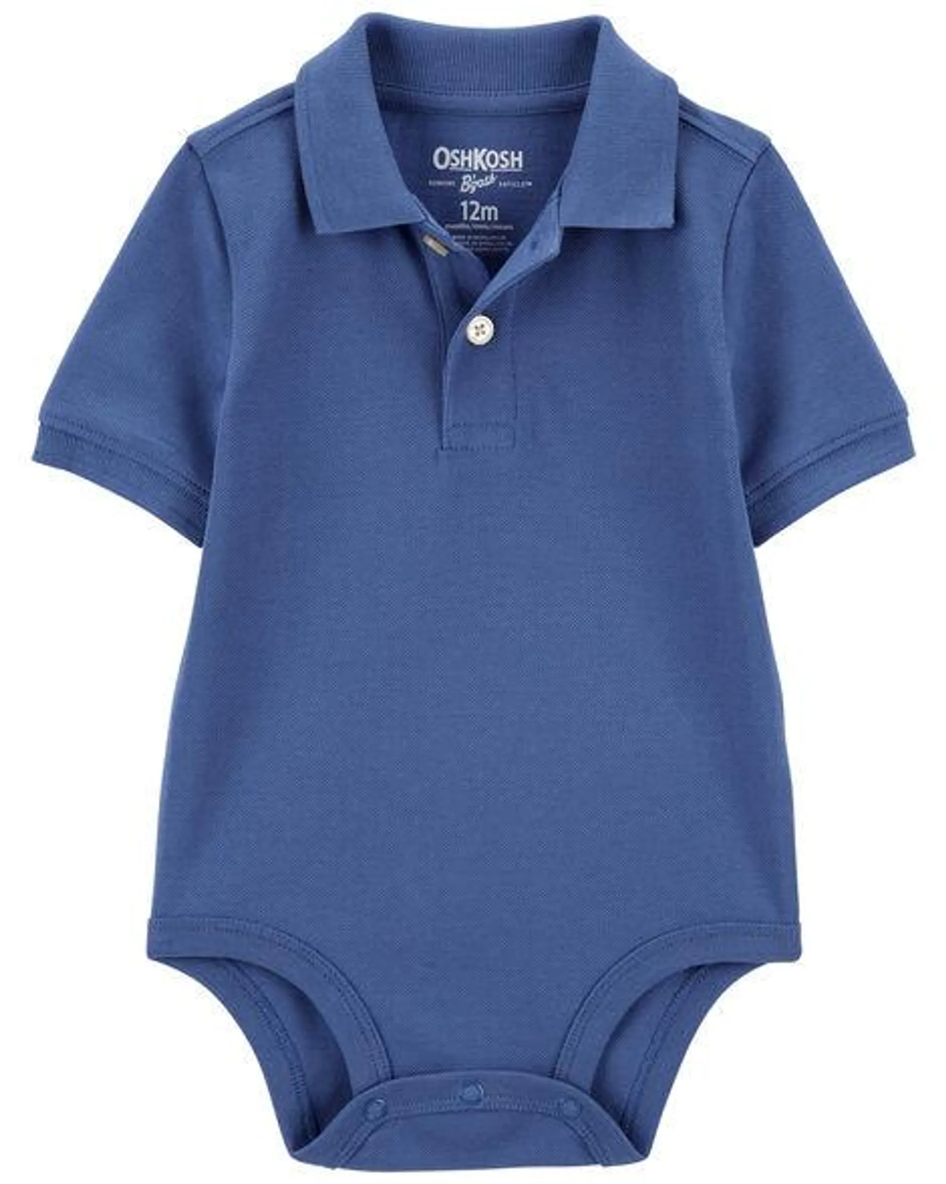 Baby Blue Piqué Polo Bodysuit