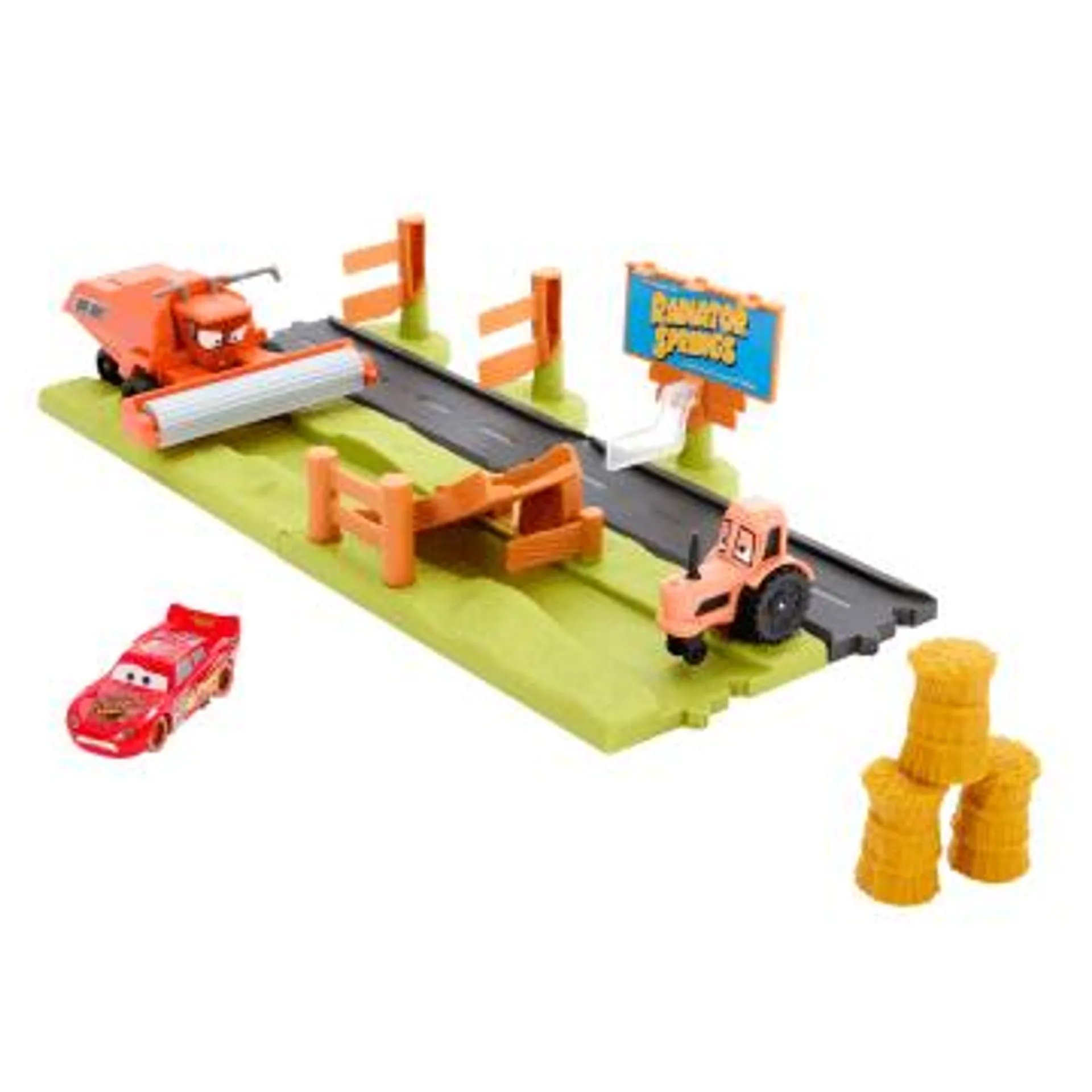 Disney And Pixar Cars Frank Escape & Stunt Race Playset With Lightning Mcqueen Toy Car