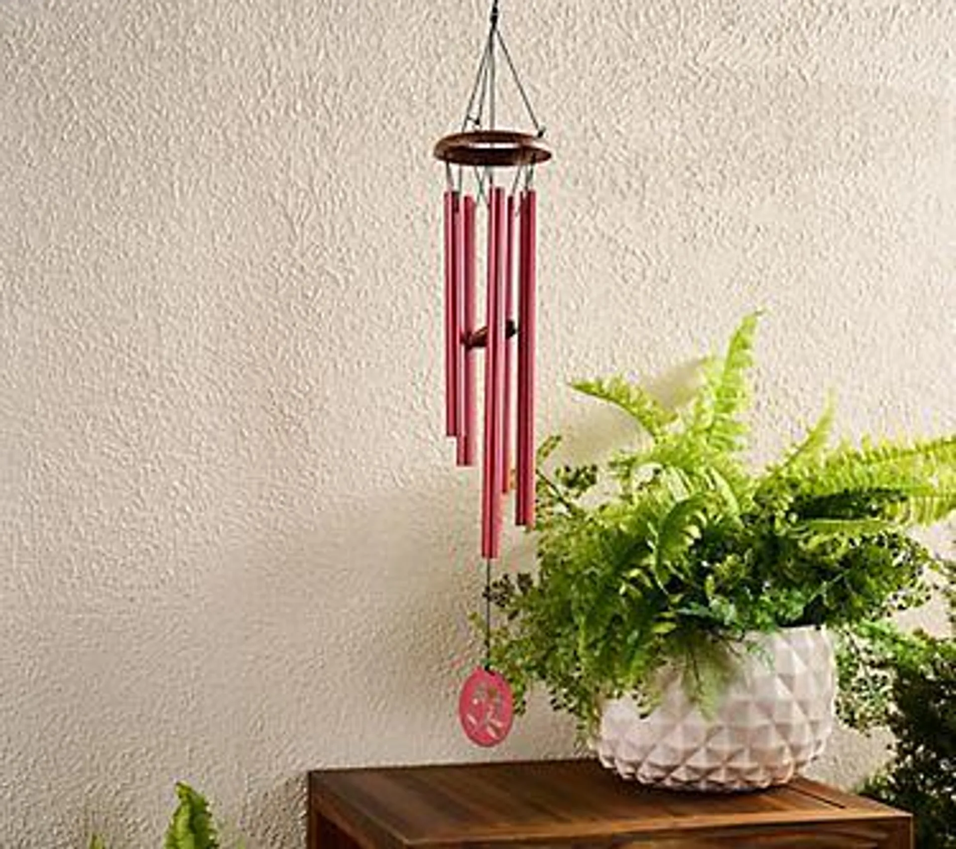 Barbara King 36" Metal Windchime with Cut-Out Hydrangea Logo