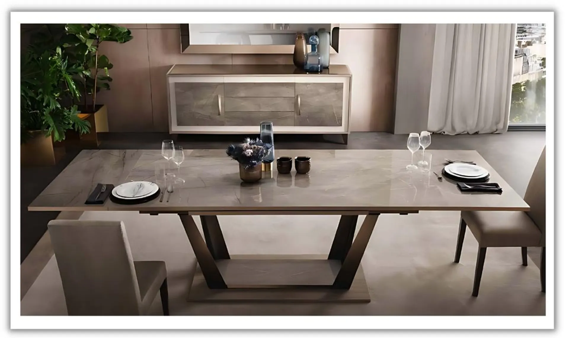 ESF Italia Casa Milano 6-Seater Dining Set in Beige