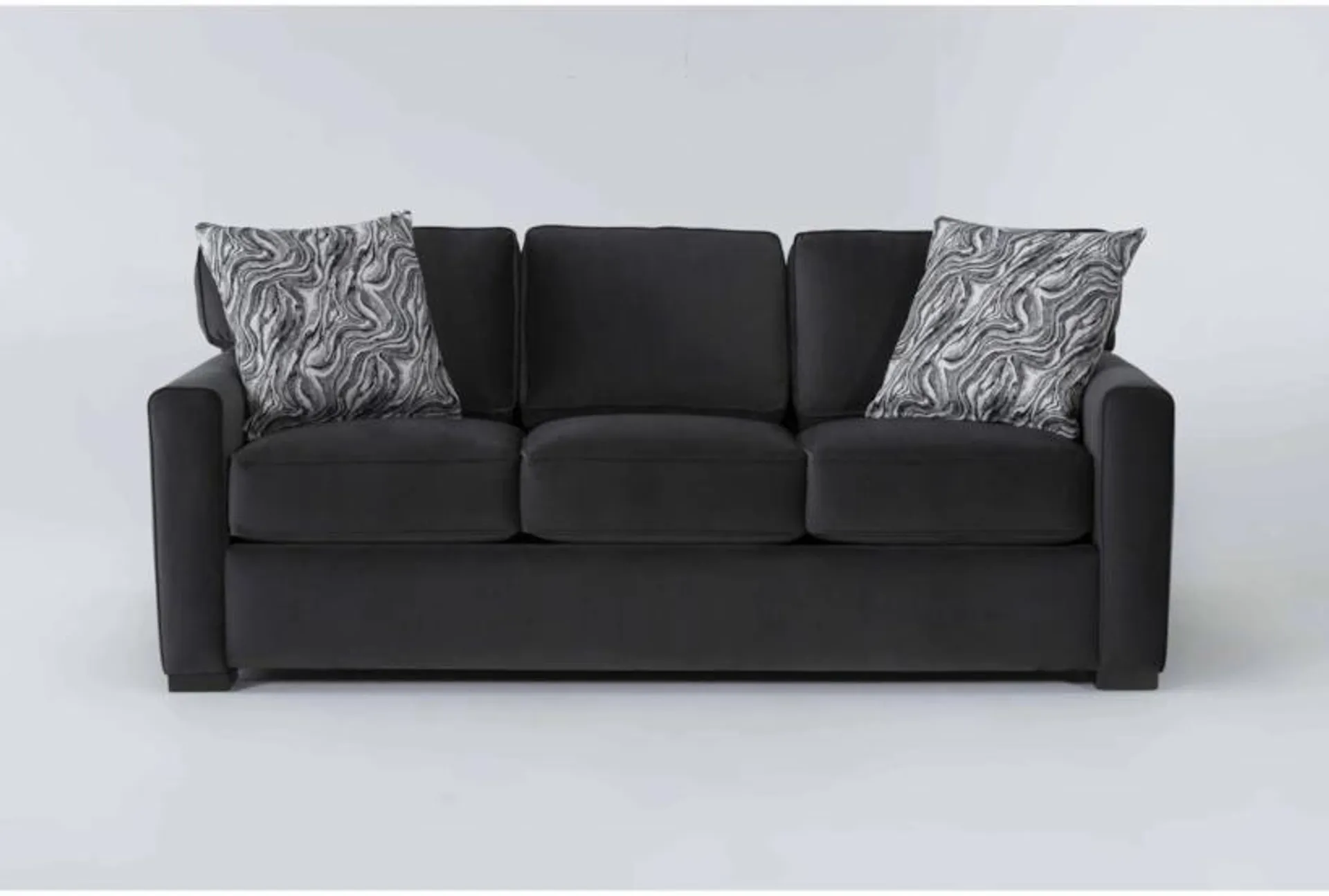 Cypress III 83" Fabric Black Velvet Foam Sofa